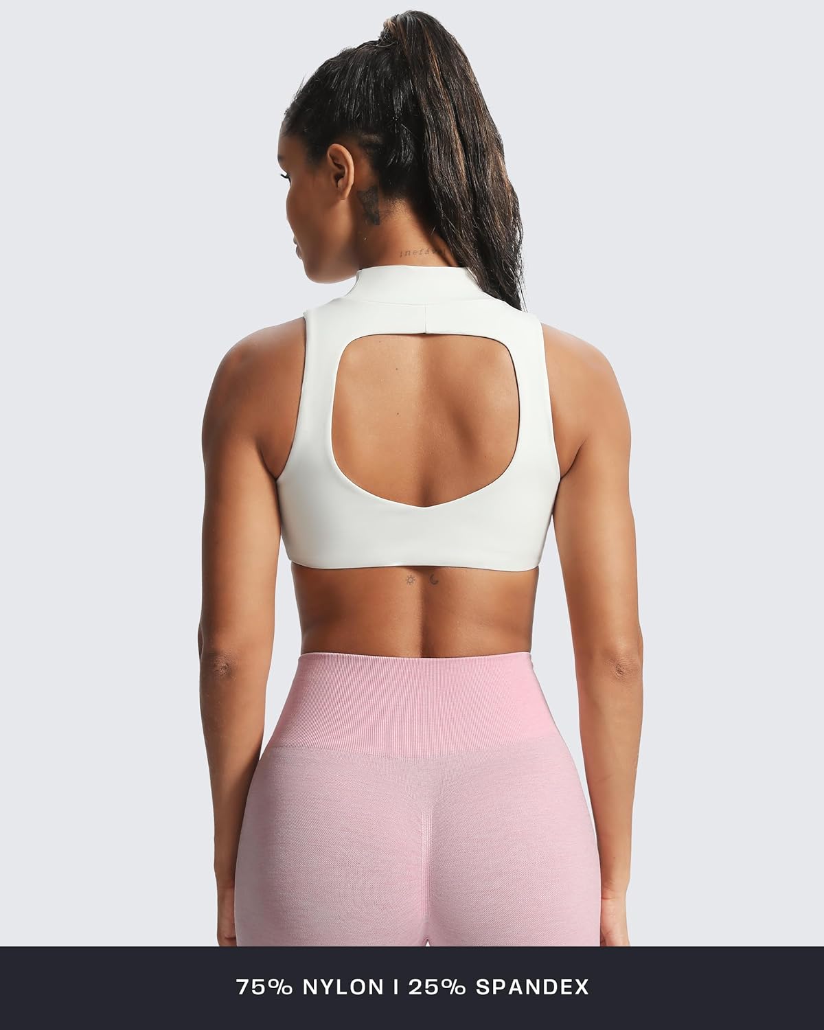 Aoxjox Women's Kim Cutout High Neck Tank Workout Sports Bras Fitness Training Gym Bra Yoga Crop - Image 3