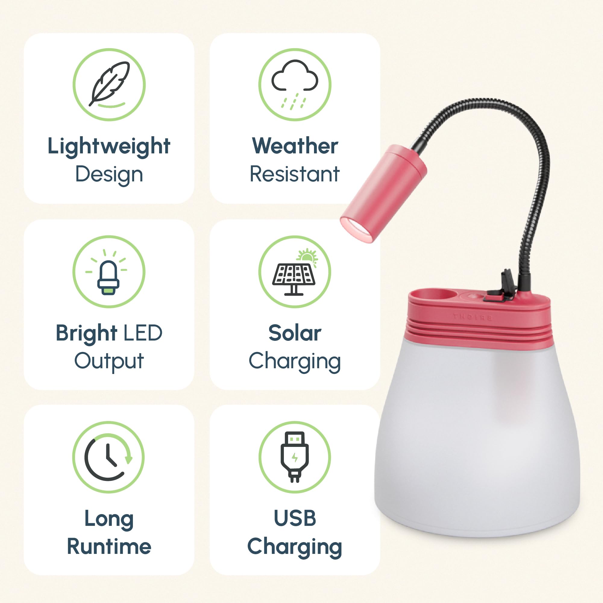 BRIGHT SunBell 80 Solarlampe LED, USB-Ladestation, 180 Std. Laufzeit | 3-in-1 Campinglampe, Integrierte USB-Ladestation, Wechselbare Batterie, IP64 wetterfest