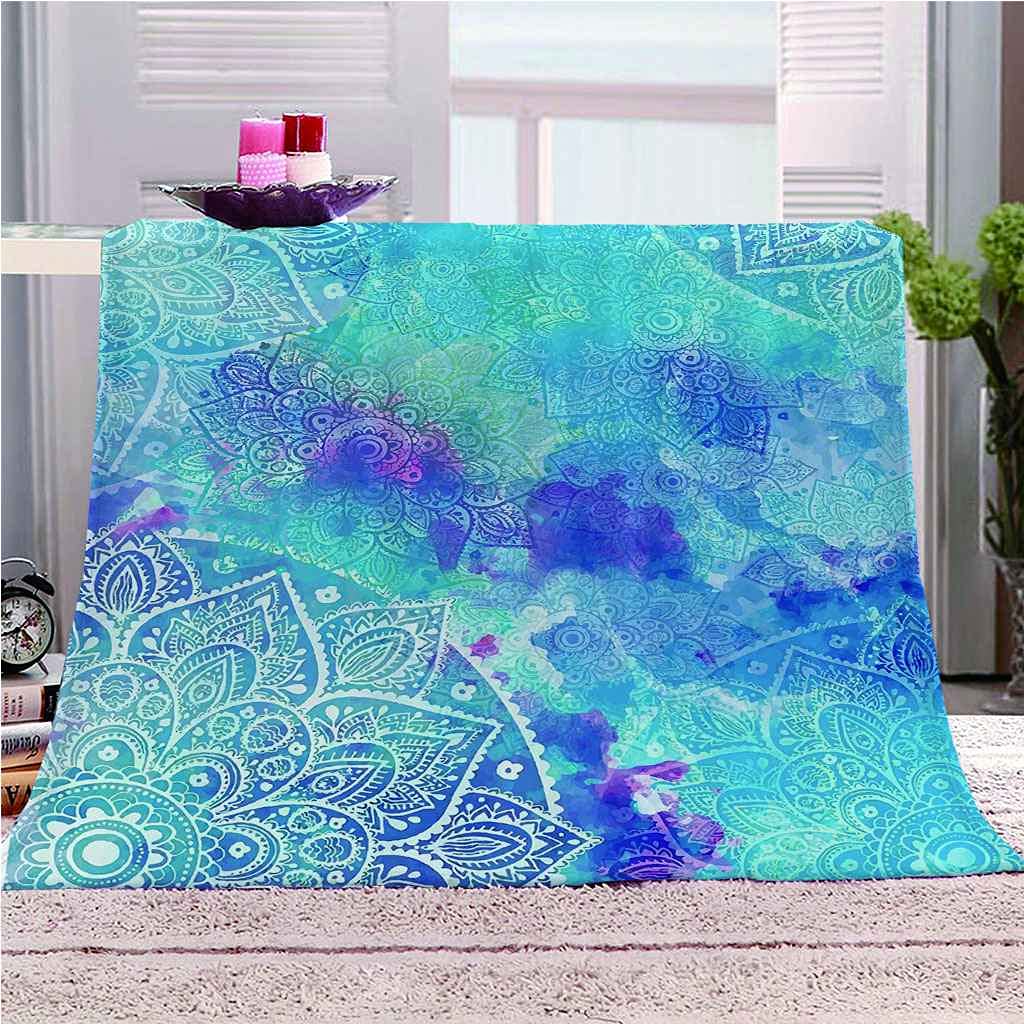 Couverture polaire lotus bleu 150x200 plaid flanelle canapé lit toutes saisons