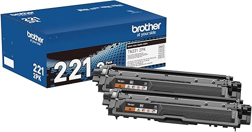Brother - Cartucho de tóner negro original de rendimiento estándar, paquete doble TN221 2PK
