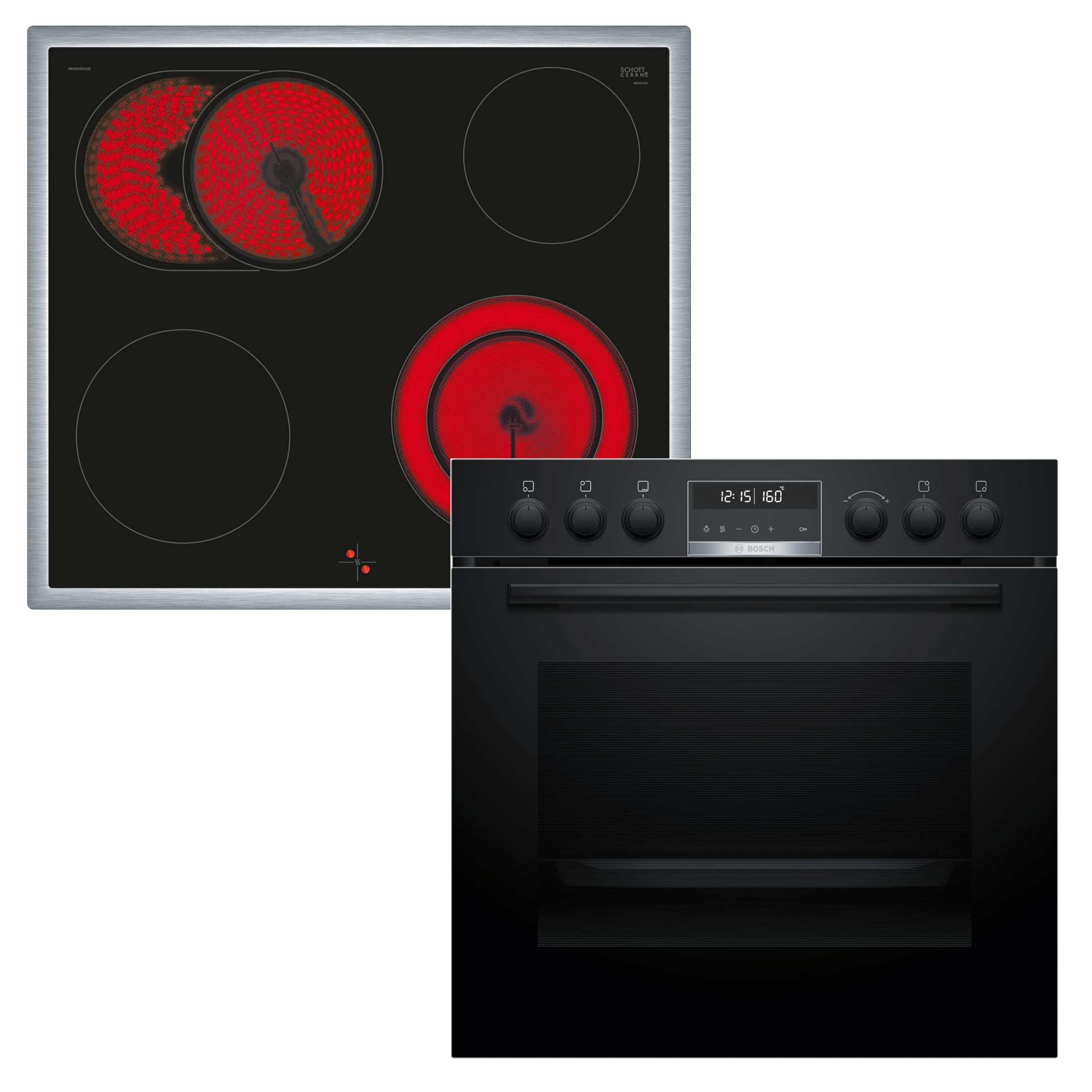 Bosch HND671LS62 Einbauherd-Set 60 x 60 cm mit Air Fry, 3D Heißluft, Hydrolyse und Pyrolyse Selbstreinigung & NKN645GA2E Elektro-Kochfeld