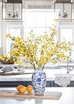 Blue and White Vase, Blue Ceramic Vase for Home Decor 8.9" Chinoiserie Vase for Flowers Blue and White Porcelain Flower Vase for Living Room, Bathroom, Dinner Table Centerpieces