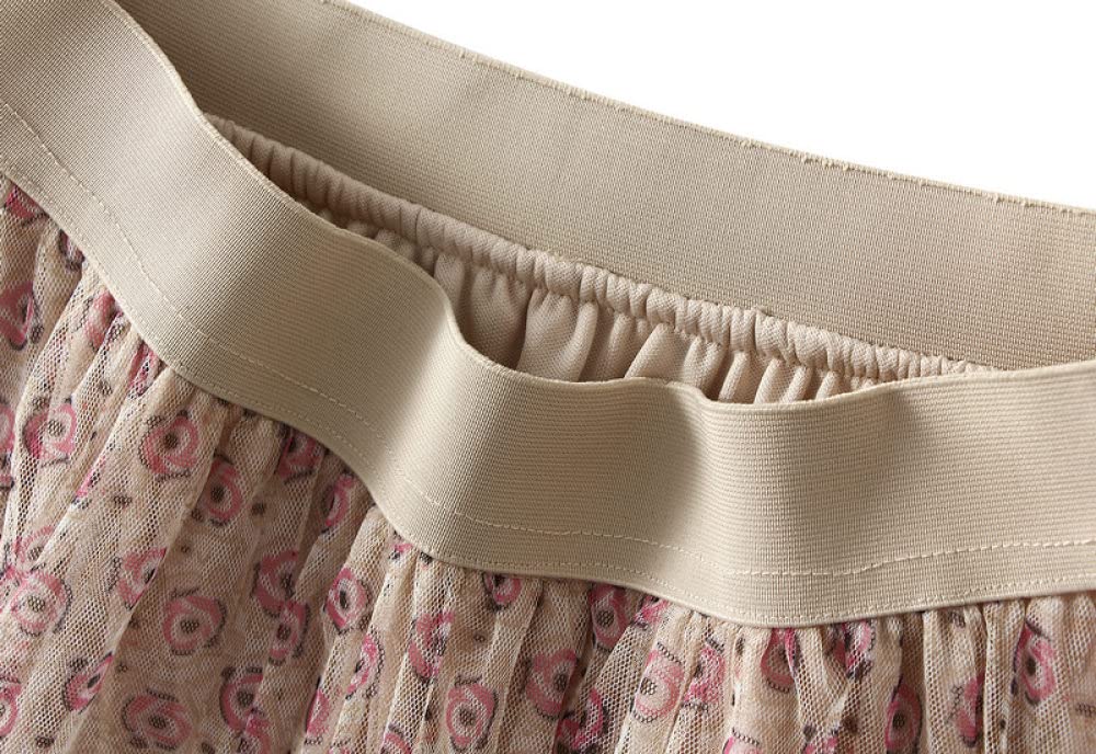 Röcke Damen,Damen Midirock Rosa Druck Elastische Hohe Taille Boho Blumen Plissee Tüllrock A-Linie Swing Geraffte Lagenmode Lange Röcke Für Mädchen Damen,M