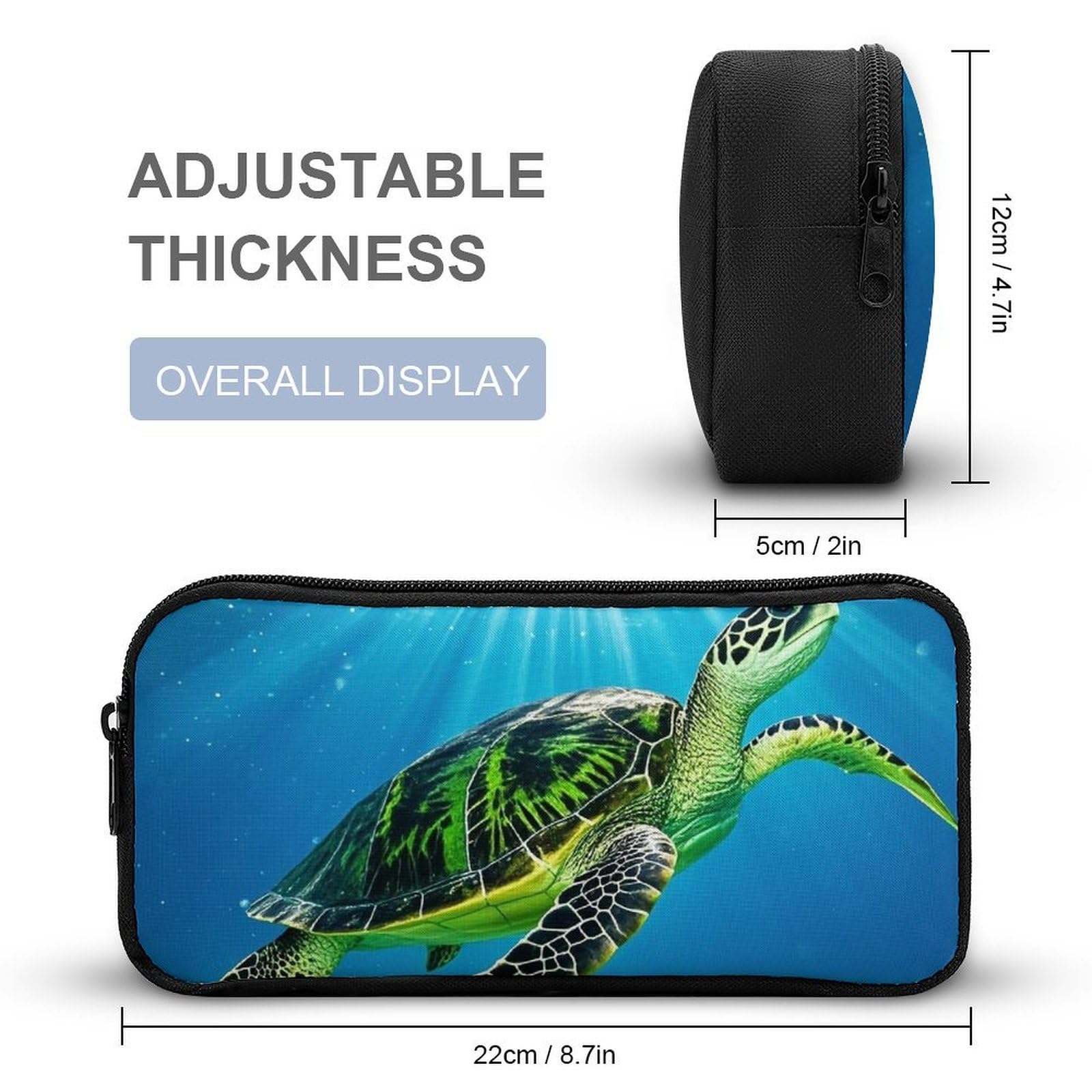 Set di 3 zaini con tartaruga che nuota nel mare, zaino resistente, borsa termica per il pranzo, astuccio portatile per uomini e donne