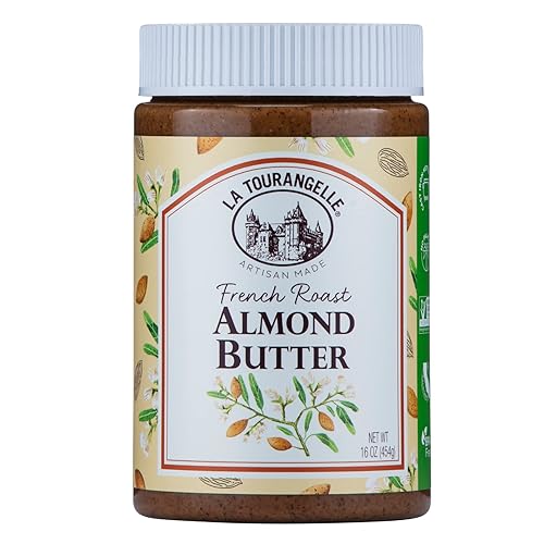 La Tourangelle Mantequilla de almendras cremosa de tostado francés tostada con hervidor hecha con 2 ingredientes sin azúcar añadida sin aceite de