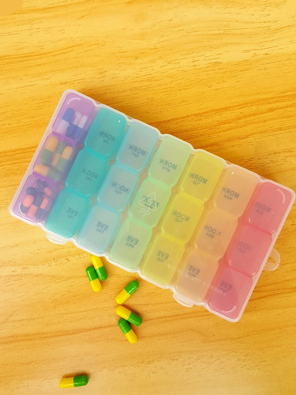 50 EWANTO Tablettenbox Pillendose Medikamentenbox 7 Tage 21 Fächer mehrfarbig 7 entnehmbare Tagesboxen pill box Tabletten Dose Tabletten Dispenser