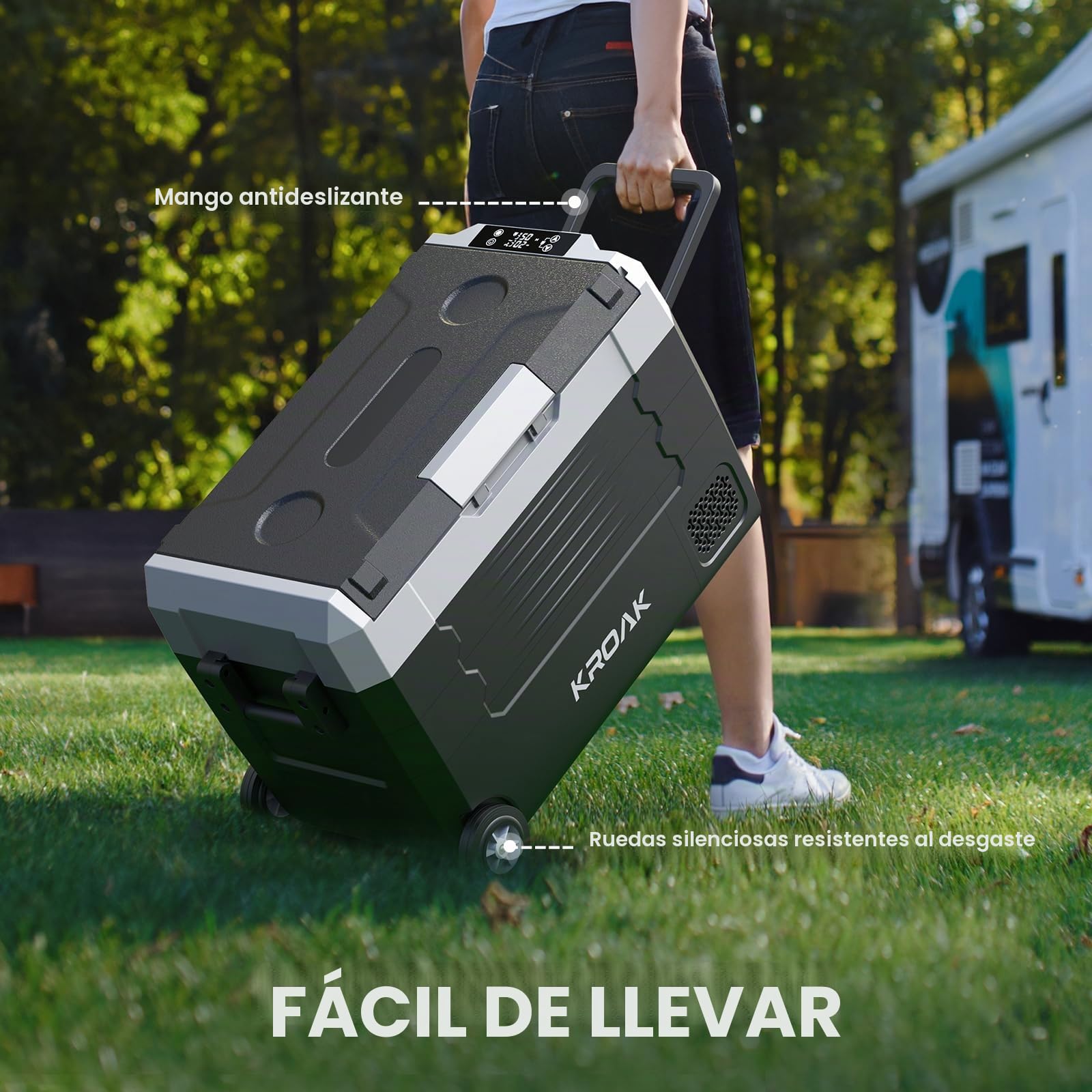 KROAK Nevera portátil de 35 L/45 L, 12/24 V, congelador eléctrico, congelador pequeño -20 ℃~ 20 ℃, Nevera portátil con compresor eléctrico para Coche, Camping, camión, Barco
