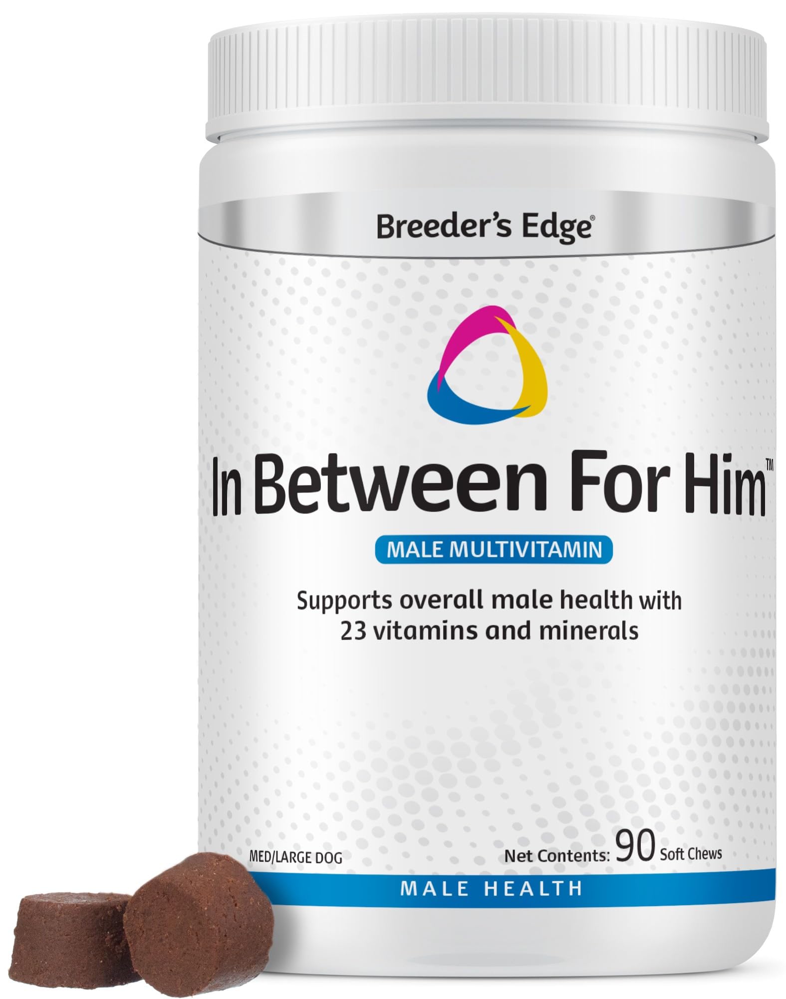 Breeder’s Edge in Between for Him Supplement for Male Dogs & Cats, Daily Multivitamin Supporting Energy & Reproductive Health, with Essential Vitamins & Minerals, 90ct Medium & Large Dog