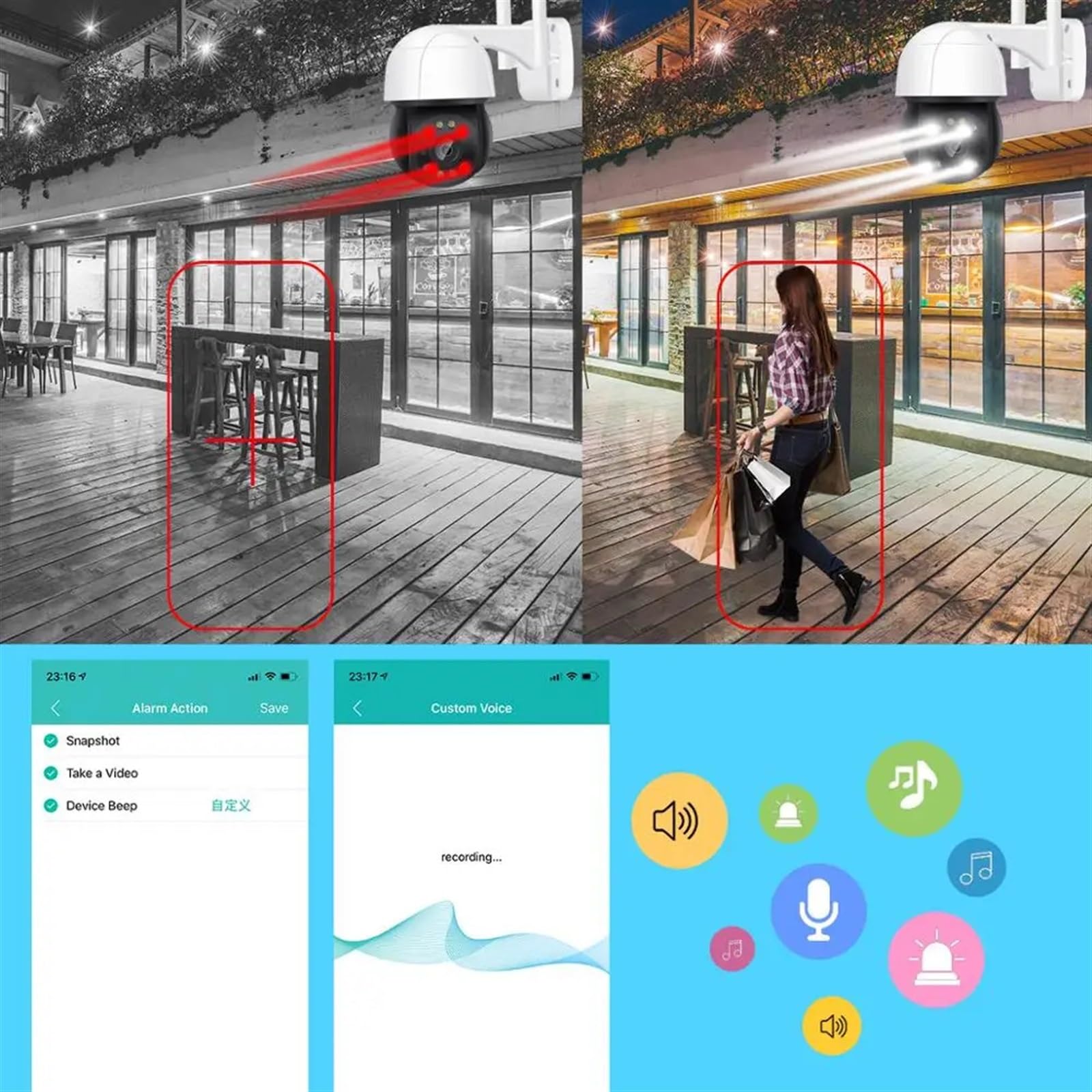 Kamera bezpieczeństwa zewnętrzna, 5MP 3MP kamera PTZ IP zewnętrzne automatyczne śledzenie nagrywanie dźwięku kamera telewizji przemysłowej 4X zoom cyfrowy AI wykrywanie człowieka bezprzewodowa kamera
