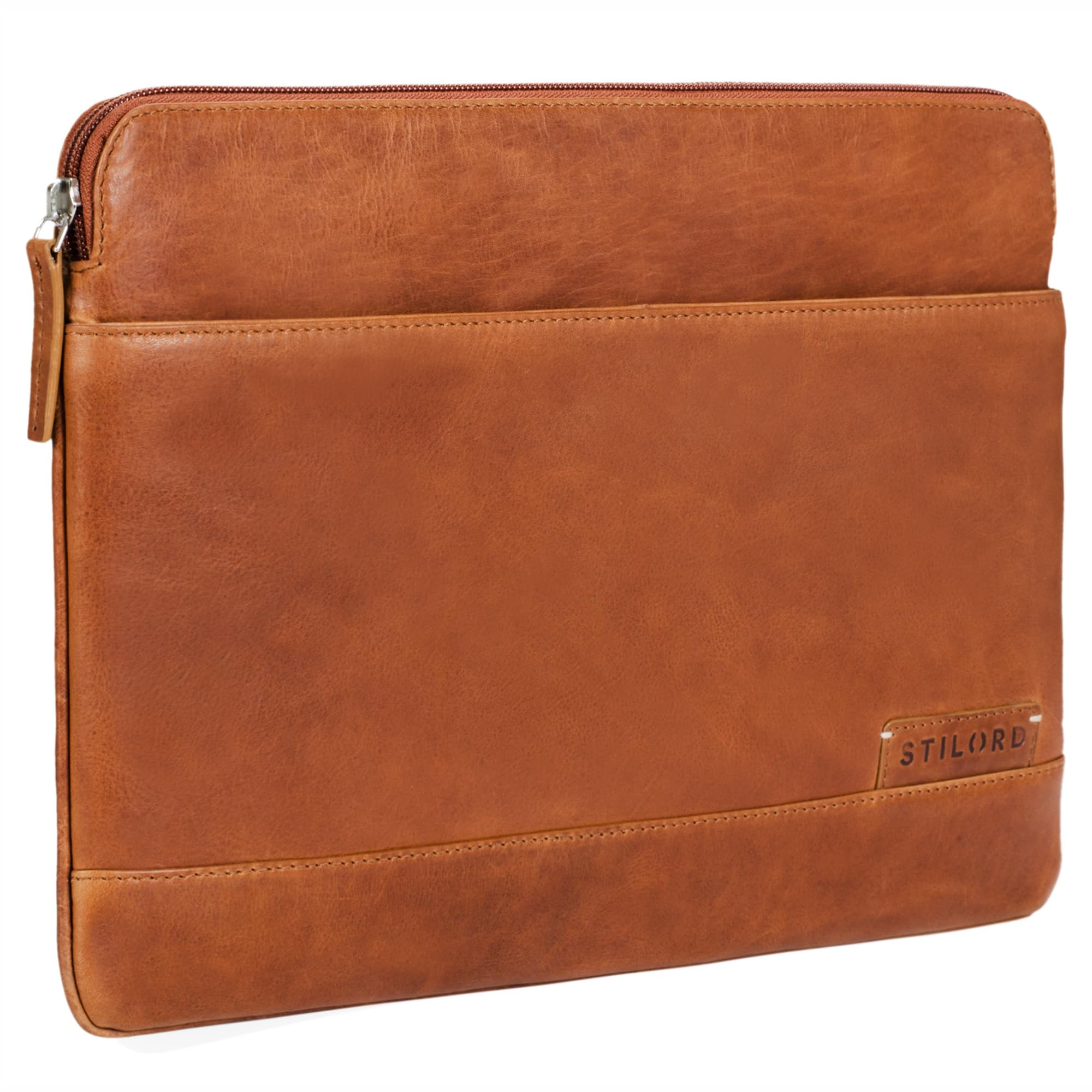 STILORD Robb Vintage Leder Laptoptasche für 13,3 Zoll MacBooks MacBooktasche Herren Damen Universal Tablettasche bis 14 Zoll DIN A4 echtes Rindsleder Farbe:Ocker - braun