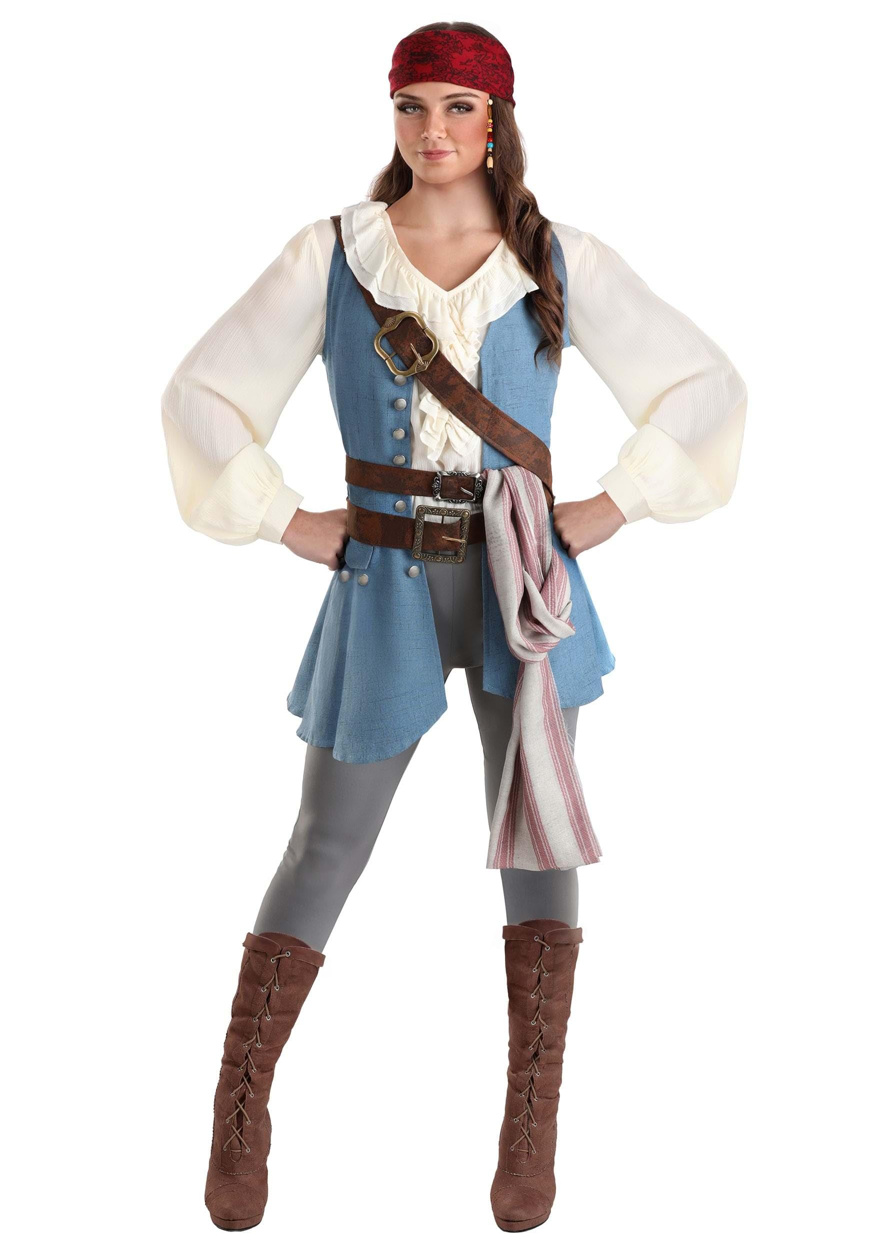 Disney Pirates of the Caribbean Jack Sparrow Women's Halloween Costume | Adult Swashbuckler Captain Outfit