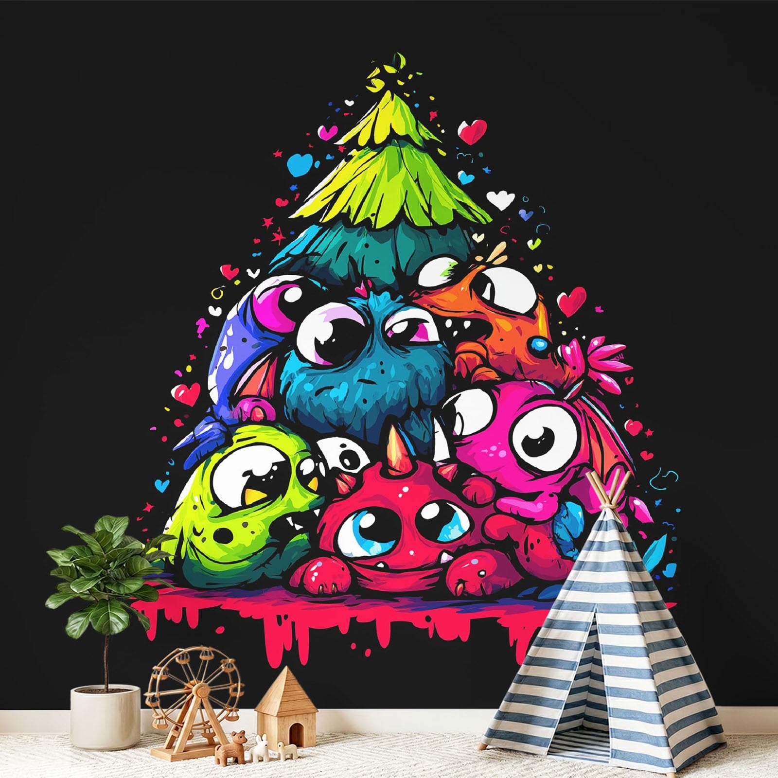 Papier Peint Intissé Enfant Noir 250x175 cm | Décoration Murale