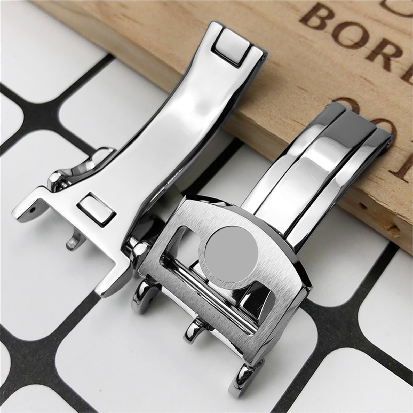 Fibbia per orologio deployante in acciaio inossidabile 316L da 18 mm, per chiusura pieghevole per cinturino in pelle IWC Spitfire