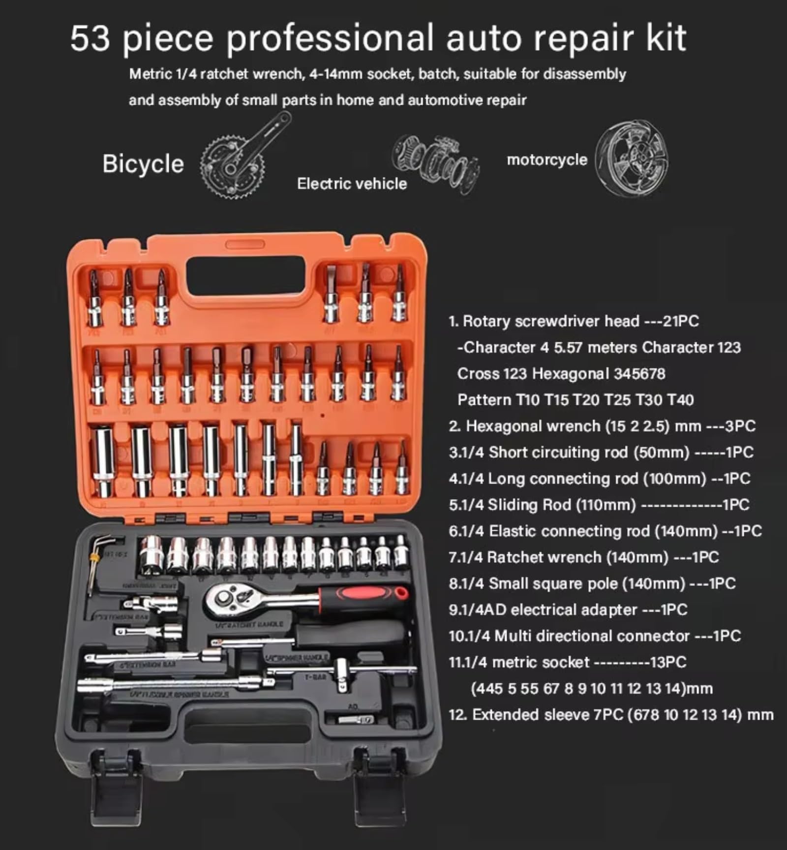 Set attrezzi da officina Chiave A Bussola A Cricchetto Set Da 53 Pezzi Strumento Riparazione Cassetta Degli Attrezzi Auto Set Multifunzionale Kit Auto E Casa Fai Da Te