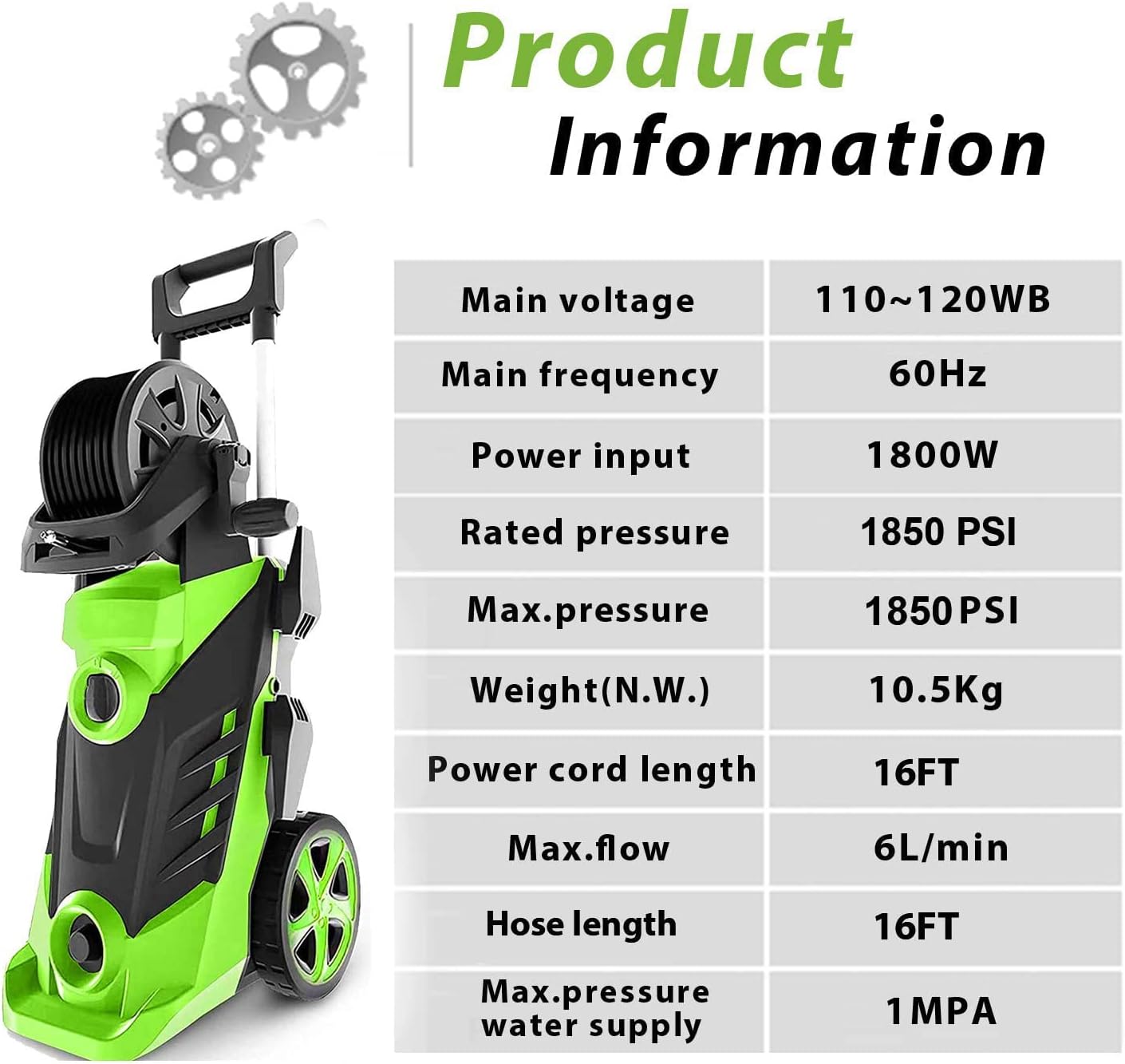 Get Discount 70% Price Electric Pressure Washer Homdox 2.25 GPM Pressure Washer 1800W Power Washer High Pressure Cleaner Machine with 4 Nozzles Foam Cannon,Best for Cleaning Homes, Cars, Driveways, Patios(Green)