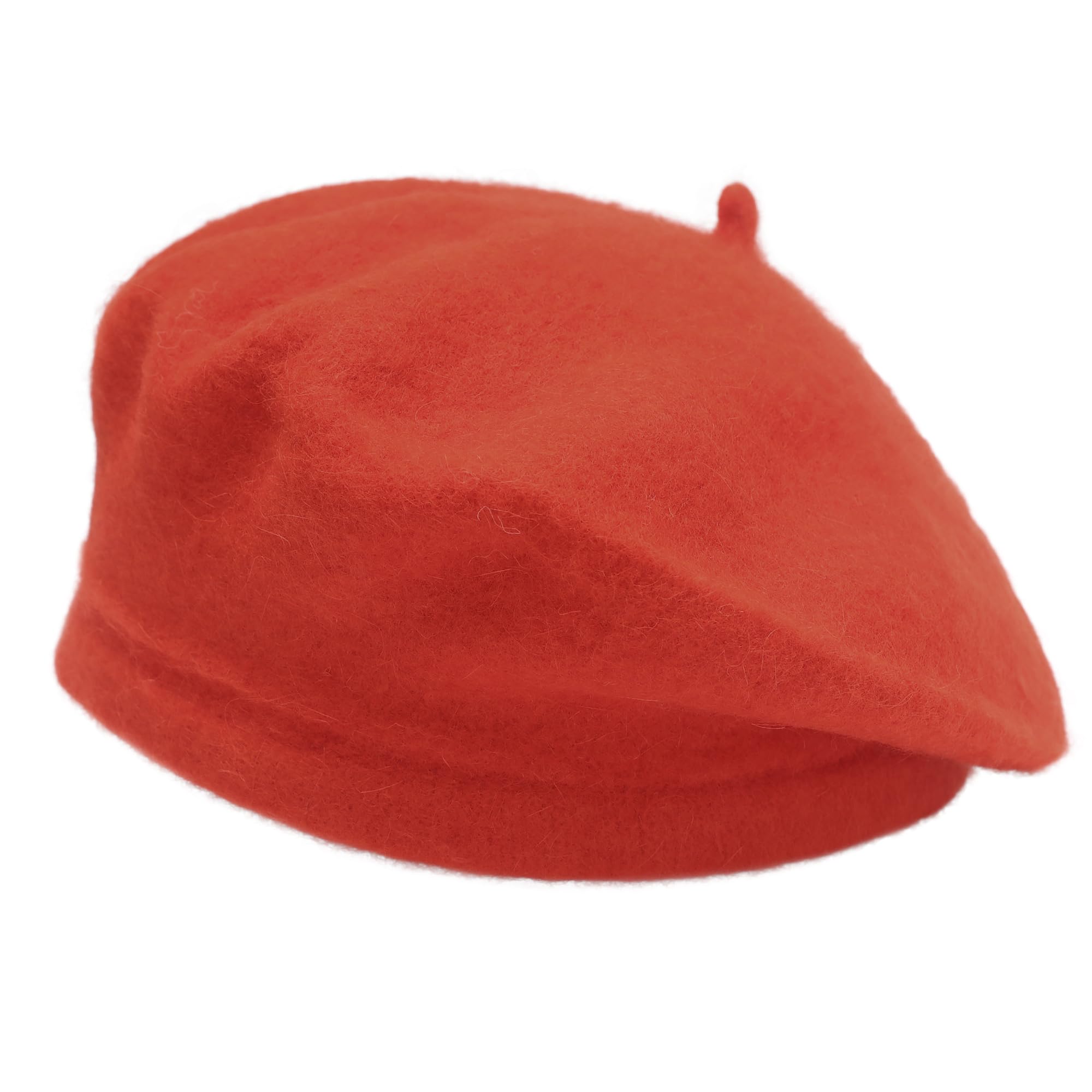 ZLYC Wool Kids Beret Hat Girls Solid Color Artist French Beret Cap(Red)