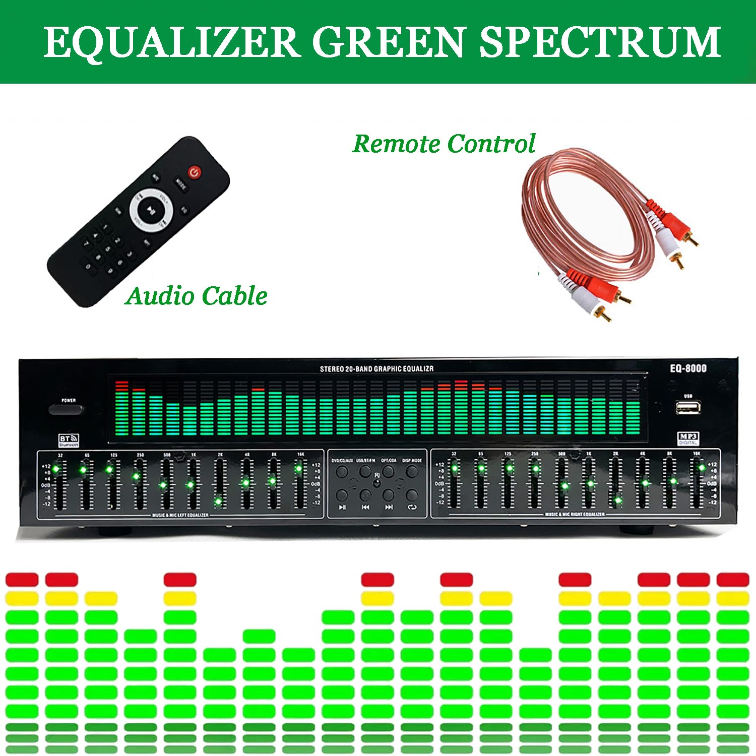 Ecualizador Gráfico Hi-Fi, Analizador De Espectro De 31 Bandas, Ecualizador De Audio Óptico Coaxial Bluetooth 5.4, Reducción De Ruido, para Audio Doméstico, Estudio De Grabación