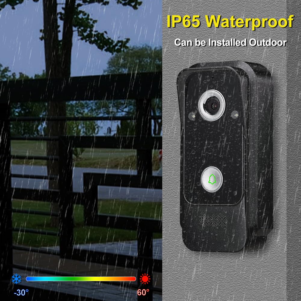 Verkabeltes 1080P HD Video Türtelefon Intercom System, Video Türglocke Kamera IR Nachtsicht mit 2 Monitore 7 Zoll Farbbildschirm, Zweiwegs-Audio, Entsperren, Aufzeichnen