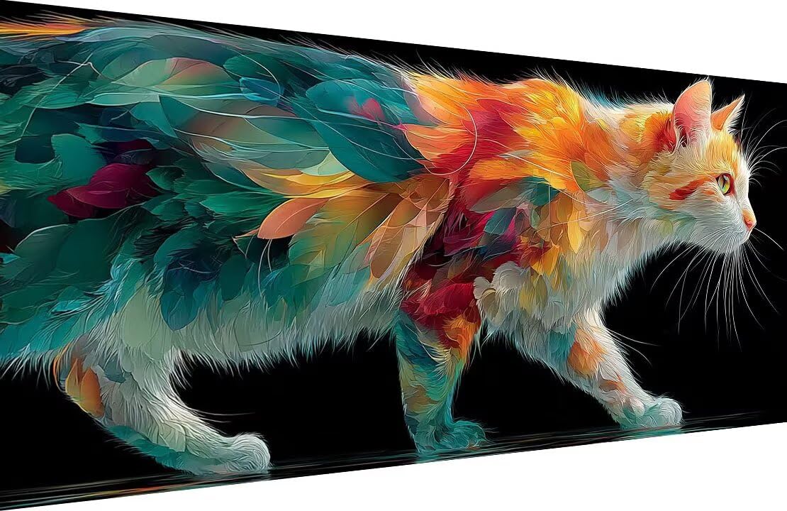 Diamond Painting Set Katze Diamond Art Tier Diamant Painting Bilder DIY Kreativ Set für Erwachsene 5D Voller Runde Basteln Erwachsene Embroidery Kit für Wand Deko, Geschsenk Mädchen 60x120cm X-L357