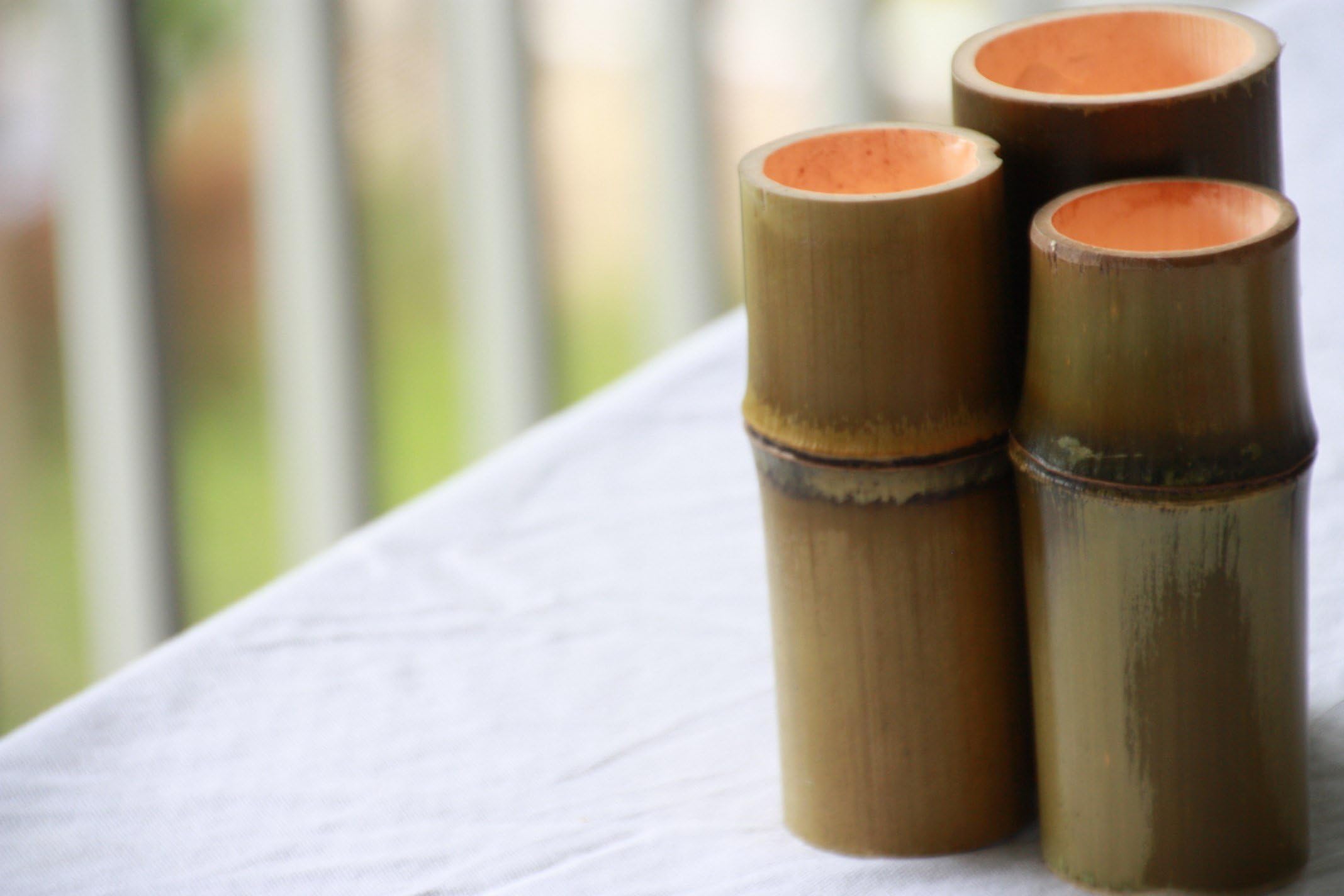 Set of 3 "Boo-Light" 100% USA Grown Bamboo Tea Light Votive Holders for Weddings