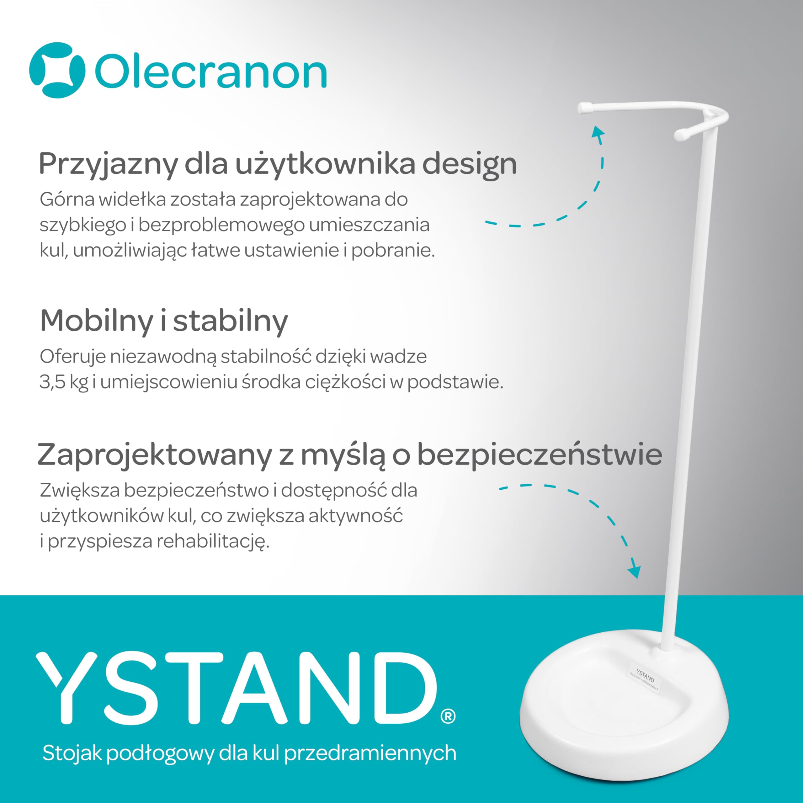Stojak pod pachami – lekki, przenośny uchwyt na kule 62 cm, stabilne uchwyty do lasek i kul, akcesoria do kul