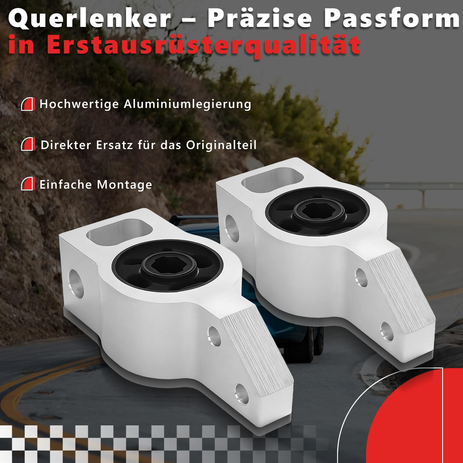 Querlenkerlager mit Halter Lagerbock Vorne Unten Hinten Rechts/Links für VW Passat B6 B7 Tiguan 5N Audi Q3 8U CC, Ersetzt OE# 3C0199231D 3C0199231E 3C0199231F 3C0199231A - 2 Stück
