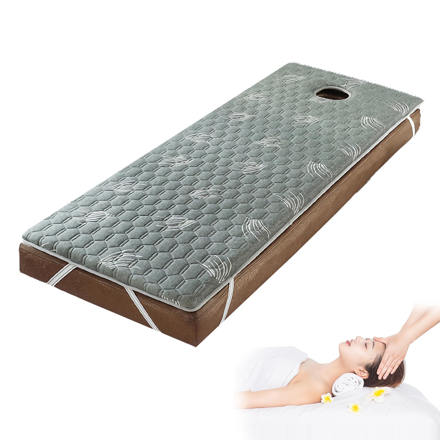 Coprimaterasso per Lettino da Massaggio in Memory Foam,Copricuscino per Lettino Spa,Materasso per Letto da Salone di Bellezza in Cotone con Foro per L'alito Facciale,4cm/1.6in,S 80x190cm