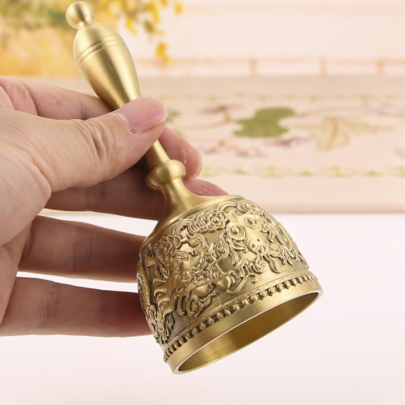 Brass Carved Pattern Hand Call Bell for Wedding Party Family BAR