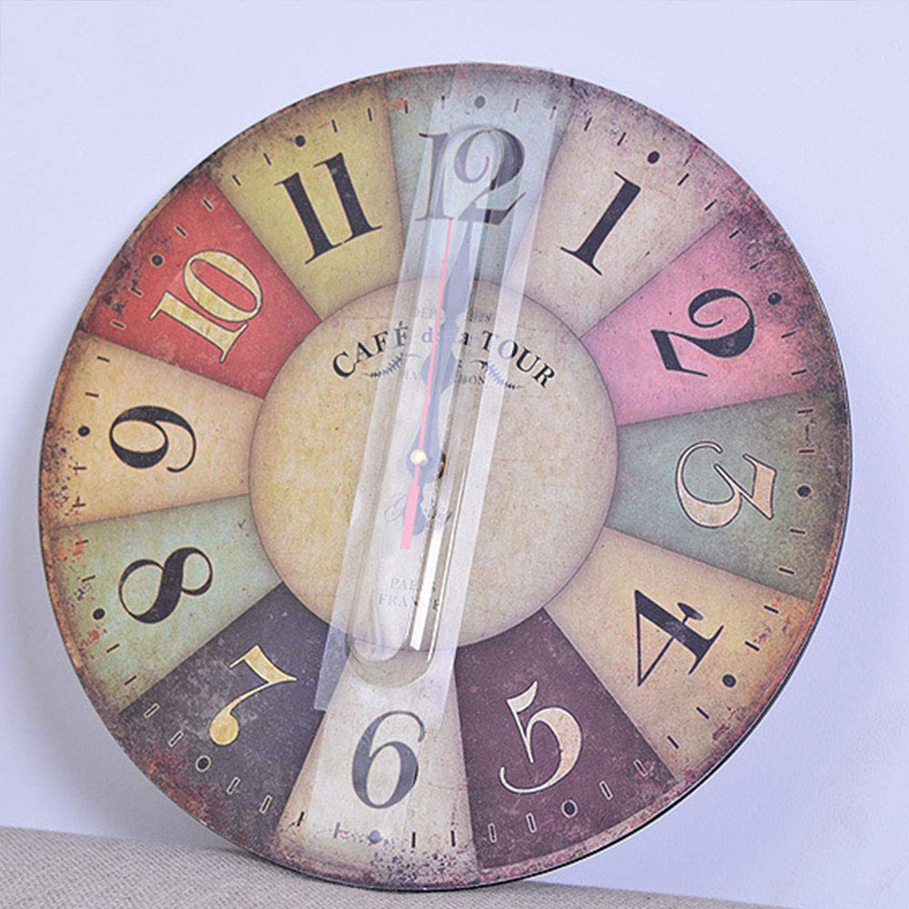 ZYFAB Vintage Wood Wall Clock, Transparent Acrylic Wall Clock Round Silent Wall Clock Battery Operated Non-Ticking Decorative Clock For Living Room Bedroom,B,30cm - View #7