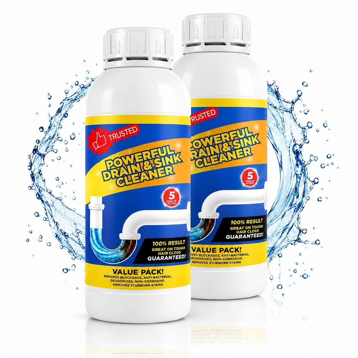 Powerful- Drain & Sink - Cleaner – Heavy - Duty - Clog - Remover - for - Kitchen & Bathroom - Drains - Fast -Acting - Pipe - Cleaning - Formula (PACK OF 2)-picture-27
