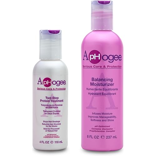 Aphogee Hair Care Double Bundle – Two-Step Protein Treatment (4 fl oz) & Balancing Moisturizer (8 fl oz)