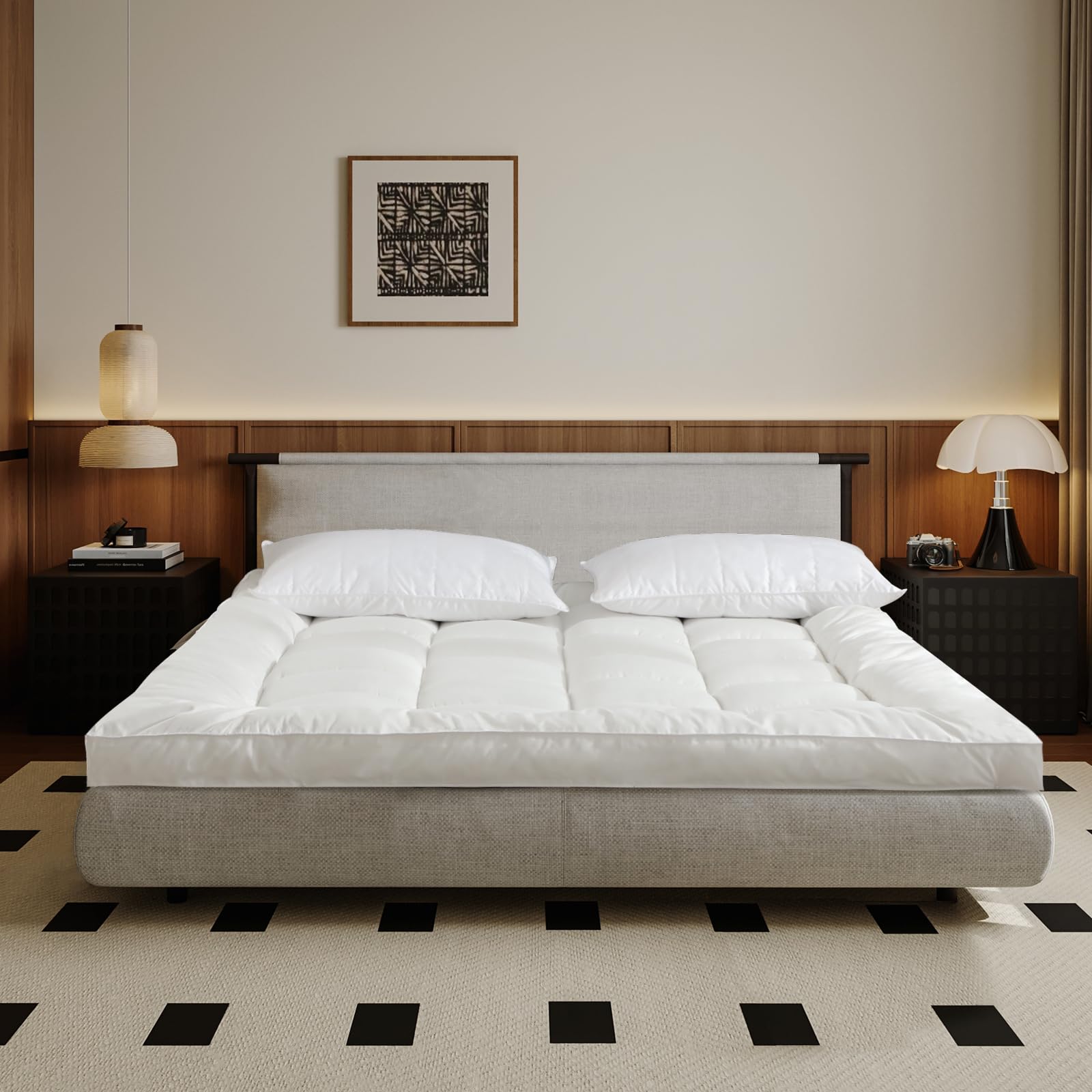 4-Inch Double Mattress Topper - Extra Thick Quilted Design, Super Soft Filling & Embossed ...