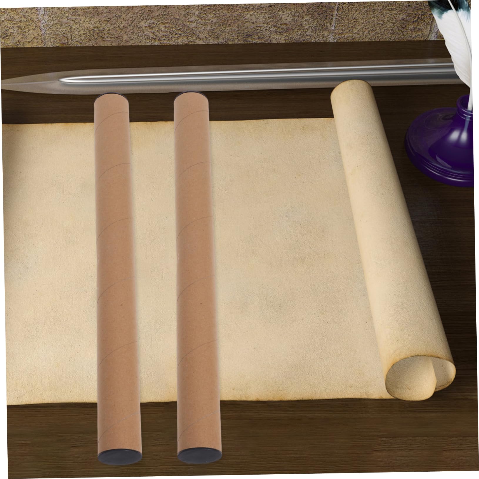 Cabilock 10 pièces Tubes Carton Kraft avec Bouchons Noirs Protection et Stockage pour Affiches Dessins et Œuvres Rangement Compact pour Expédition et Conservation