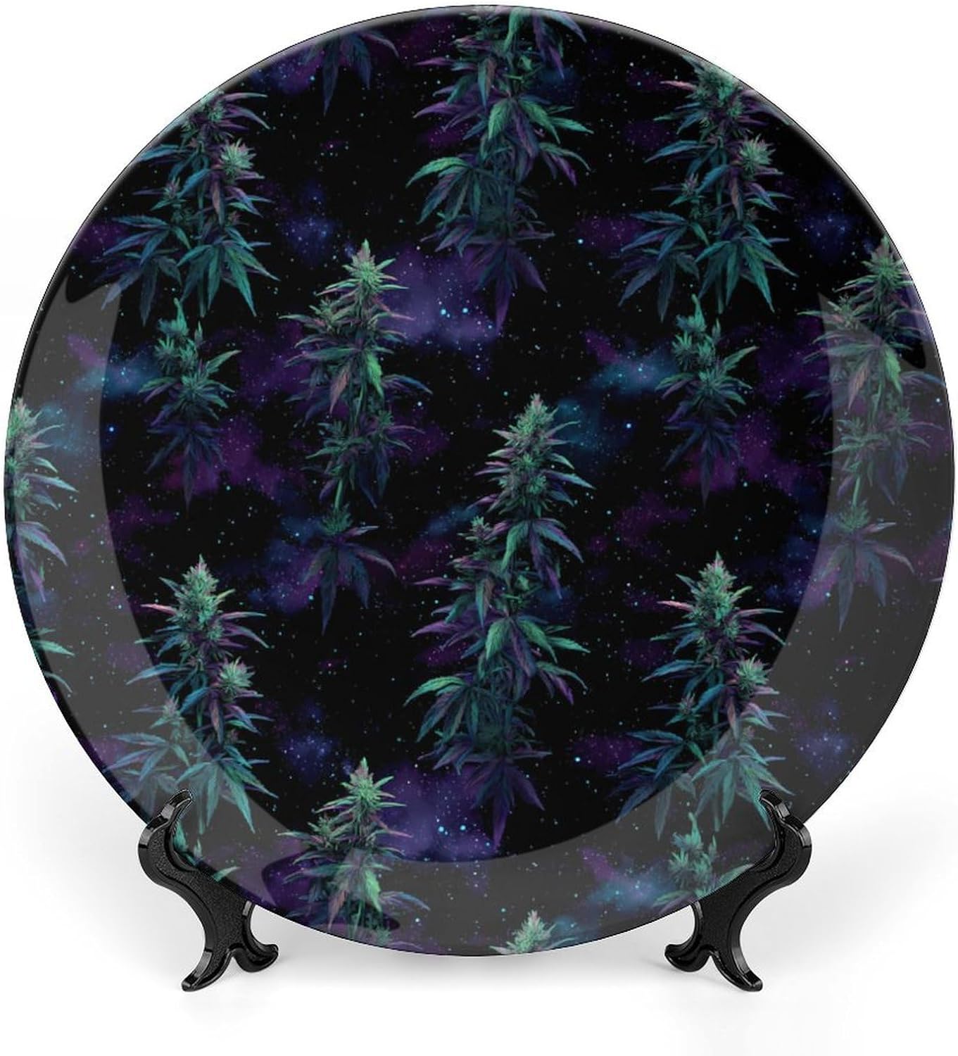 Weed1 Plant in Galaxy Modern Decorative Plate Ceramic Ornaments 6inch