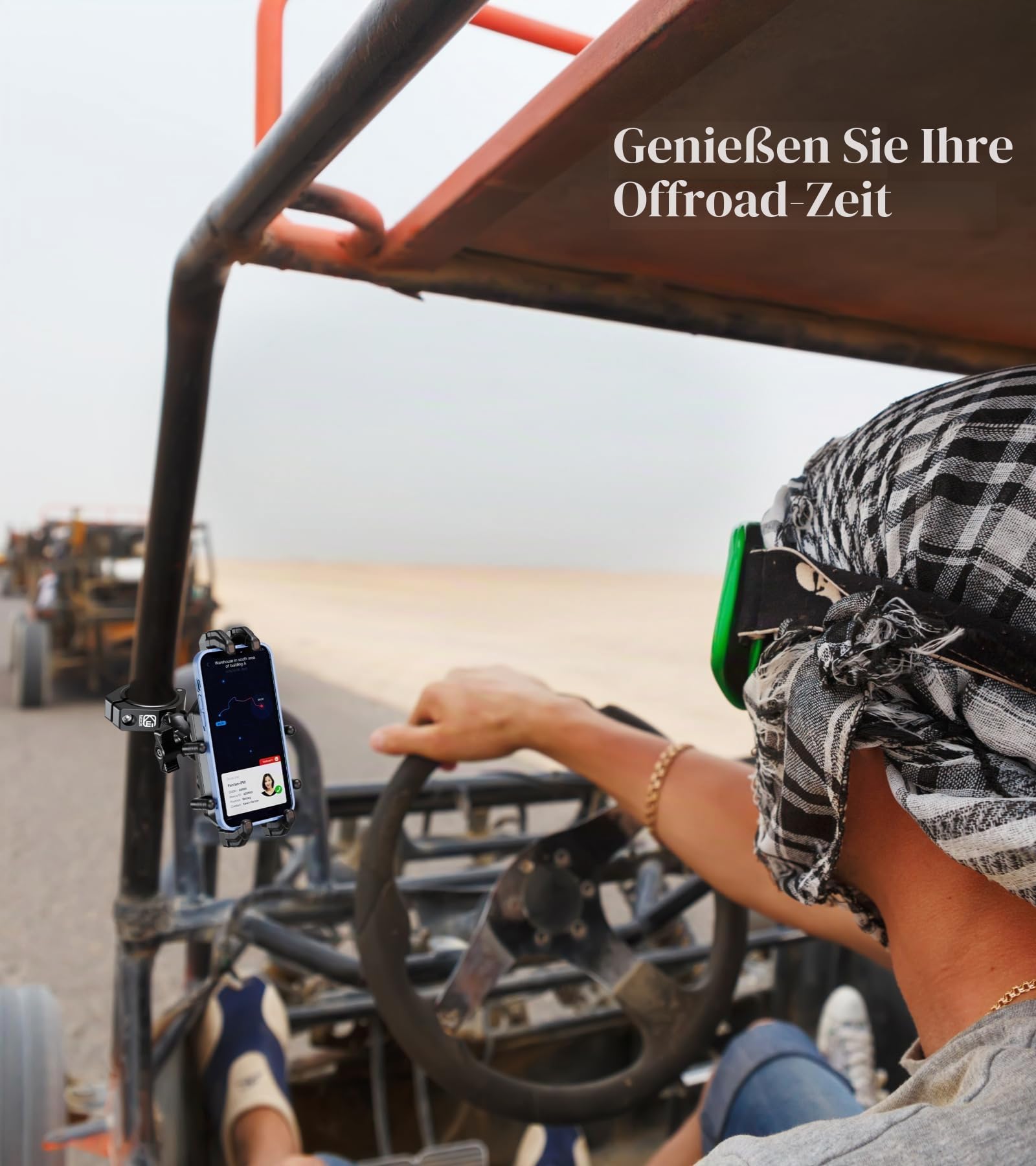 BRCOVAN UTV Handyhalterung mit Vibrationsdämpfer | Diebstahlsichere UTV Handyhalter, Verstellbar, für 1,5''/1,65''/1,75''/1,85''/2'' Überrollkäfigstange, für 5,4-7,2'' Telefone