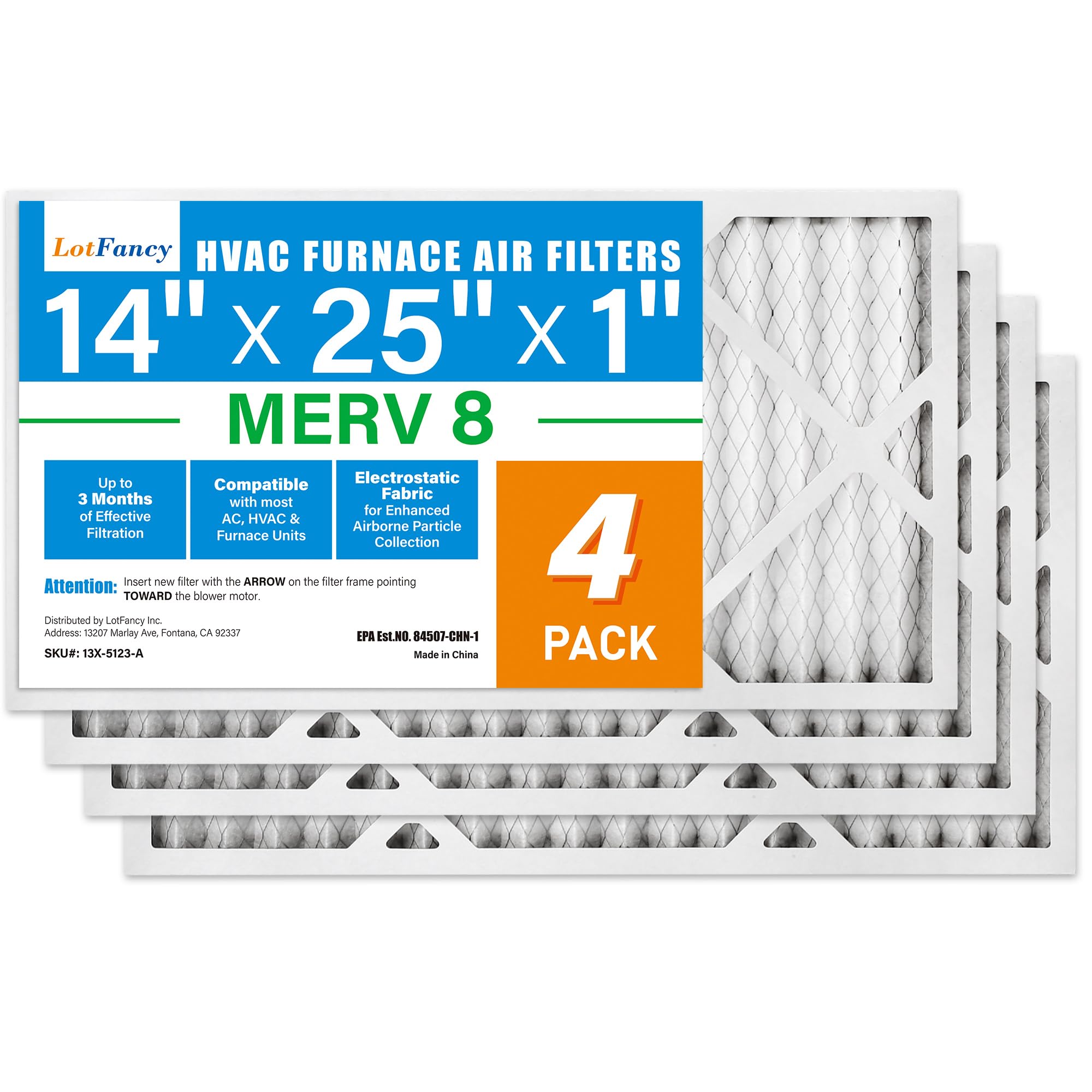 LotFancy 14x25x1 MERV 8 4-Pack