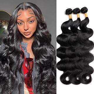 12A Human Hair Bundles Body Wave Hair Bundles 18 20 22 Inch 100% Unprocessed Brazilian Virgin Hair Weave 3 Bundles Human Hair Body Wave Hair Bundles Deals Natural Black
