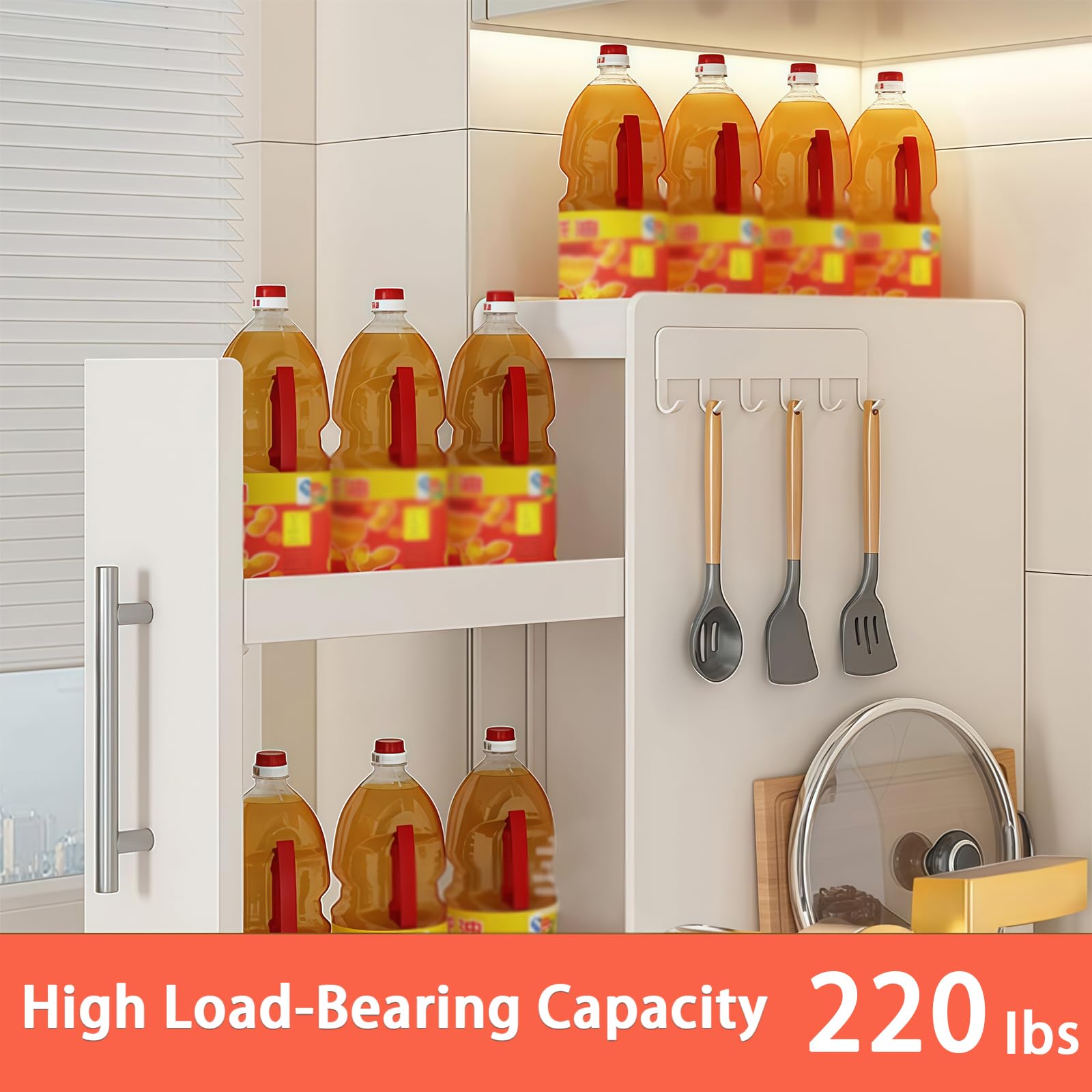 Estante de especias para condimentos, estante de almacenamiento de metal resistente de 2/3 niveles con cajón, organizador vertical deslizante para condimentos y especias de cocina