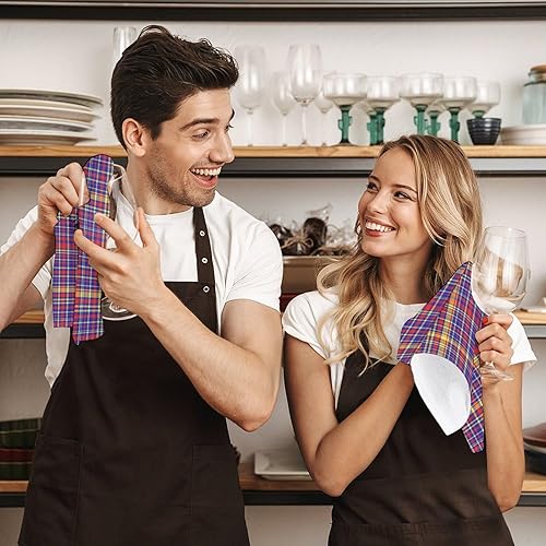 Miniatura 7 de Decorative Hand Towels for Bathroom - Retro Purple Red Plaid Print Soft Absorbent Small Bath Hand Towels for Kitchen, Farmhouse, Spa, Hotel, Guest