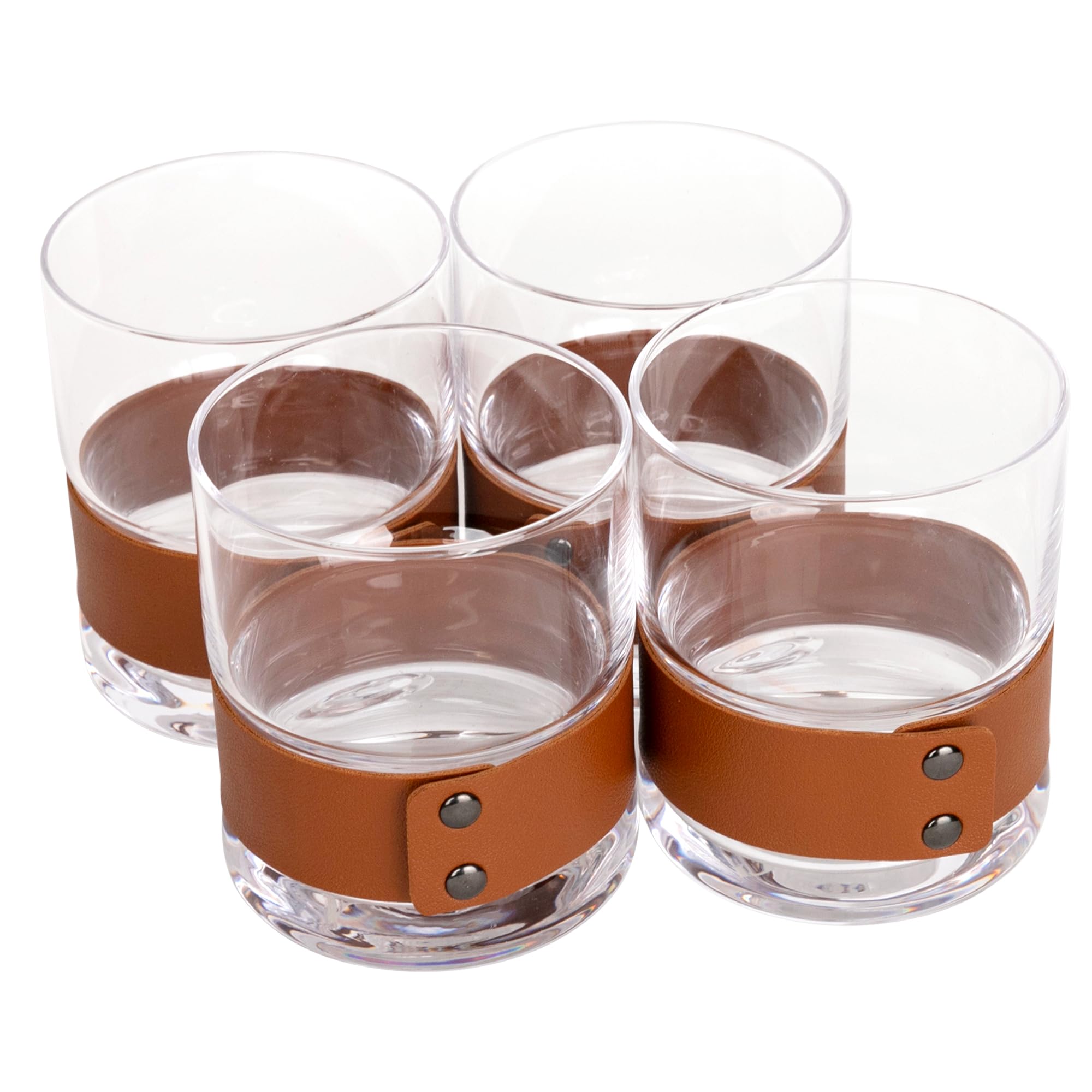 Verres de bar transparents Bruno Magli | Isolation en cuir pour scotch et bourbon