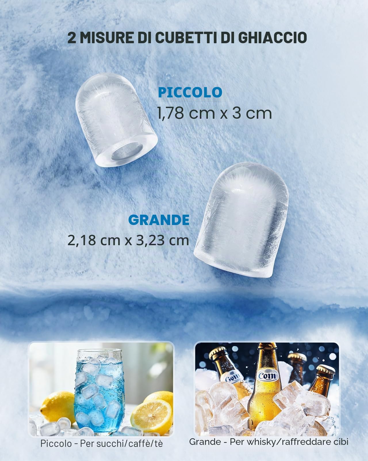 Silonn Macchina per il ghiaccio portatile, macchina per il ghiaccio autopulente con maniglia per il trasporto, include cestino e paletta, produce 9 cubetti di ghiaccio in 6 minuti, capacità
