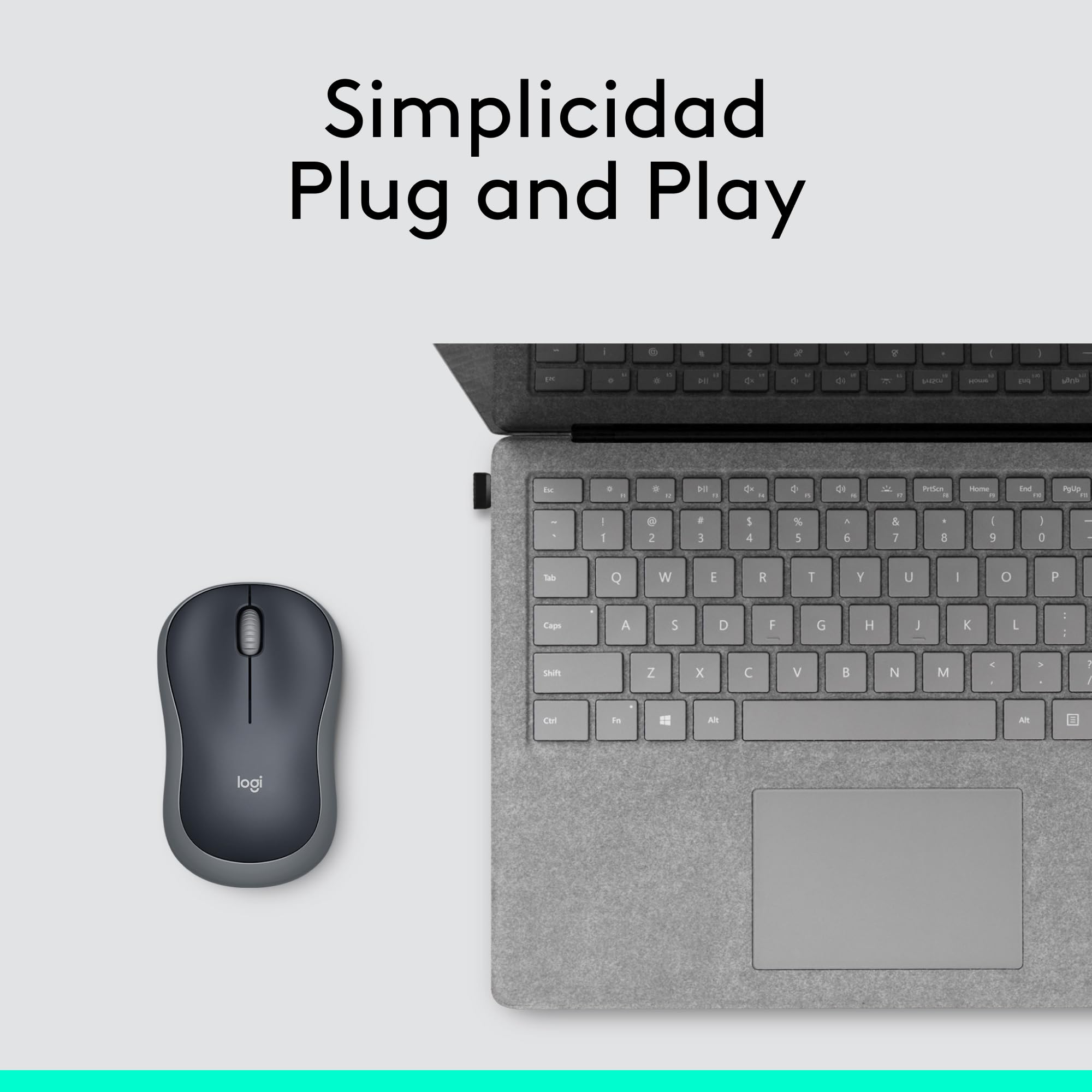 Logitech M185 Ratón Inalámbrico, 2,4 GHz con Mini Receptor USB, Batería 12 Meses, Seguimiento Óptico 1000 dpi, Ambidiestro, PC/Mac/Portátil - Gris