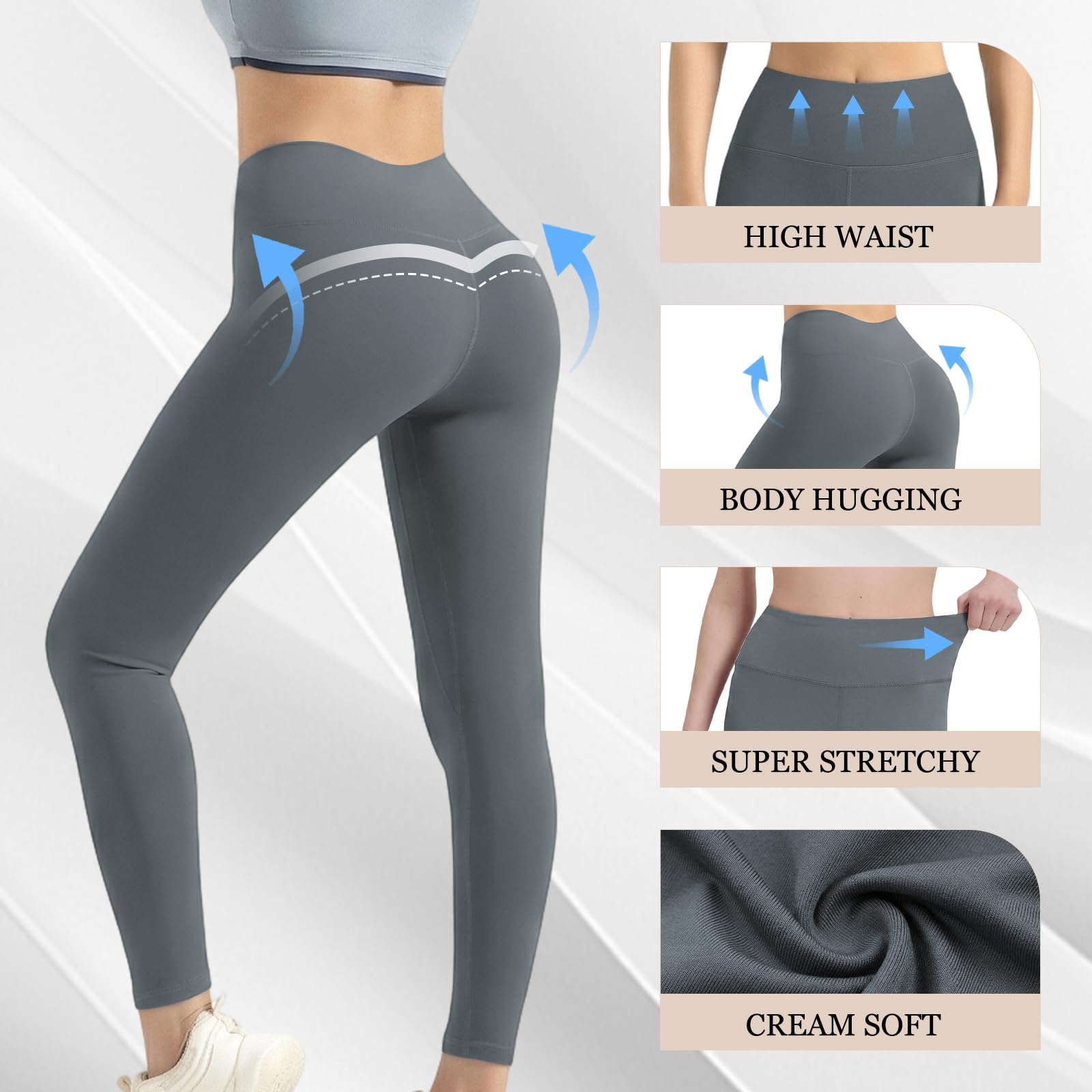 HYCOPROT Wysokie spodnie do jogi damskie miękkie jak masło elastyczne matowe kontrola brzucha legginsy rozciągliwe Creamlush skarpetki treningowe sportowe spodnie do biegania fitness siłownia moda na