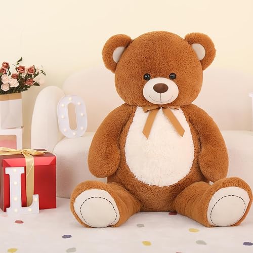 Miniatura 2 de MorisMos Oso de peluche gigante de 4 pies, 51.8 pulgadas, oso de peluche grande para baby shower, oso de peluche marrón grande para niñas y niños,