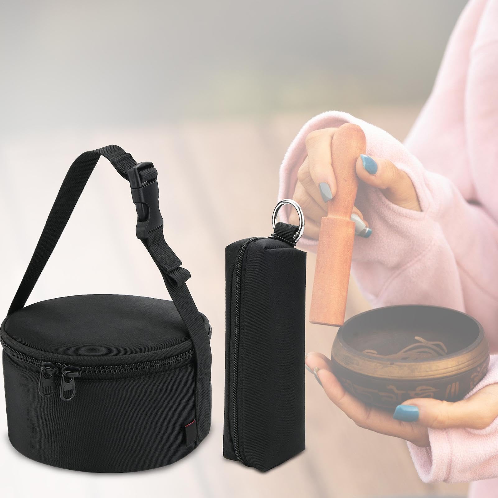 Bolsa organizadora de cuencos curativos para meditación, bolsa de almacenamiento para cuencos tibetanos, Bolsa de transporte resistente para cuencos budistas, Bolsa de almacenamiento para cuencos de s