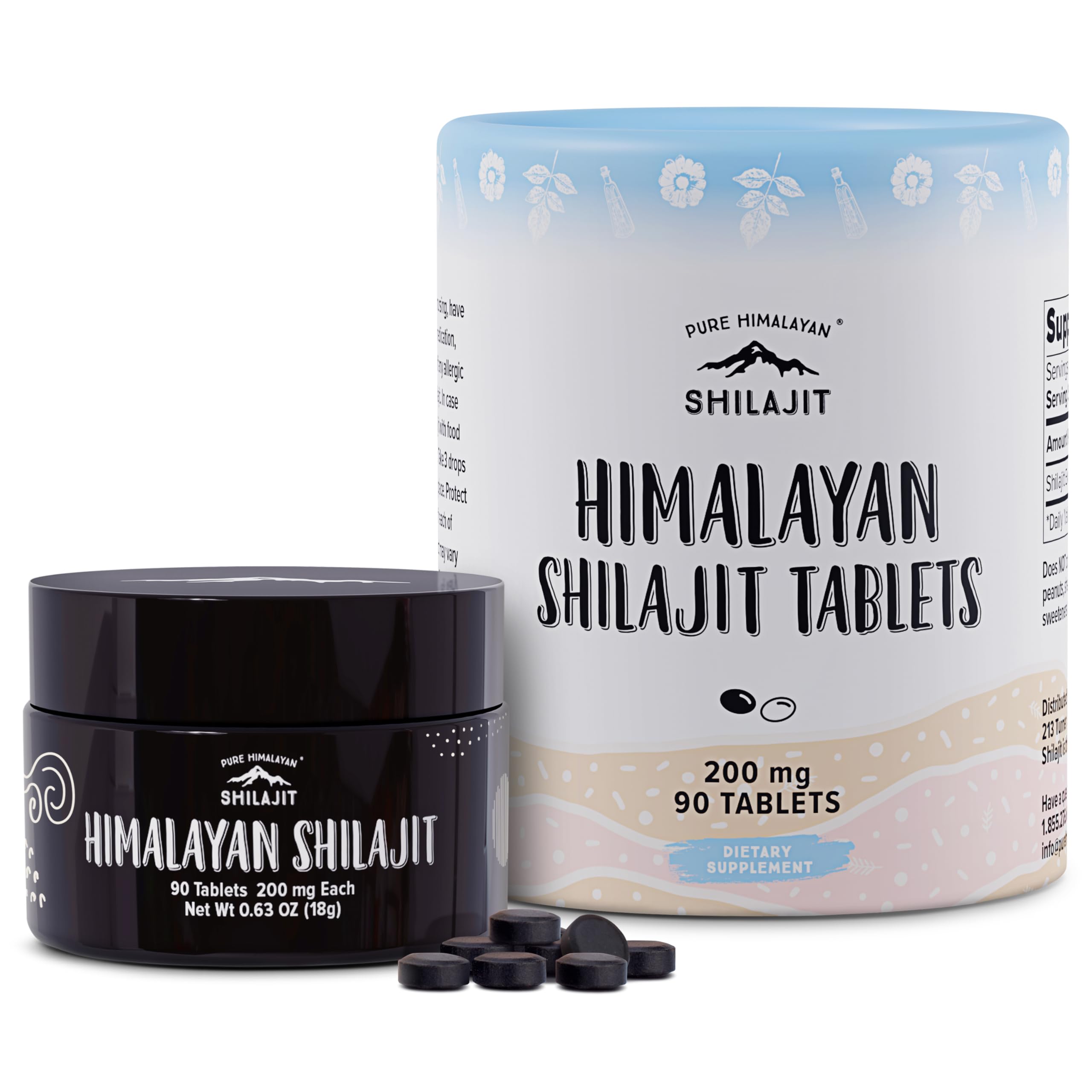 Pure Himalayan Shilajit | 100% Pure Natural Shilajit Grade A Max Potency 85+ Trace Minerals & Fulvic Acid | 3rd Party US Lab Tested | Himalayan Tablets | 18g (90ct) Himalayan Tablets 90 Count (Pack of 1)