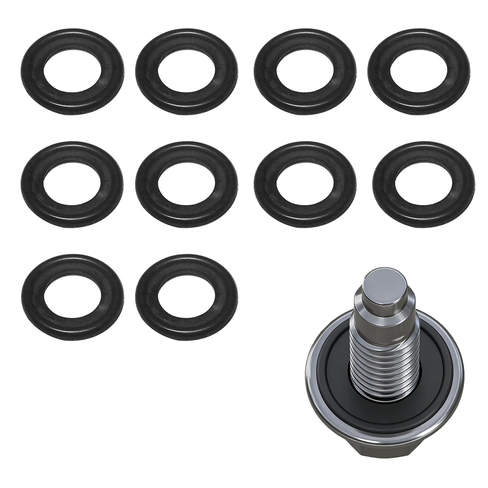 10PCS Oil Drain Plug Gasket, Oil Drain Plug Washer, M12 Rubber Crush Washer Seal Replace OEM# 12616850, Car Leak-Proof O-Ring Sealing Gasket Fit for Ford Landrover Volvo (M14, 10PCS)