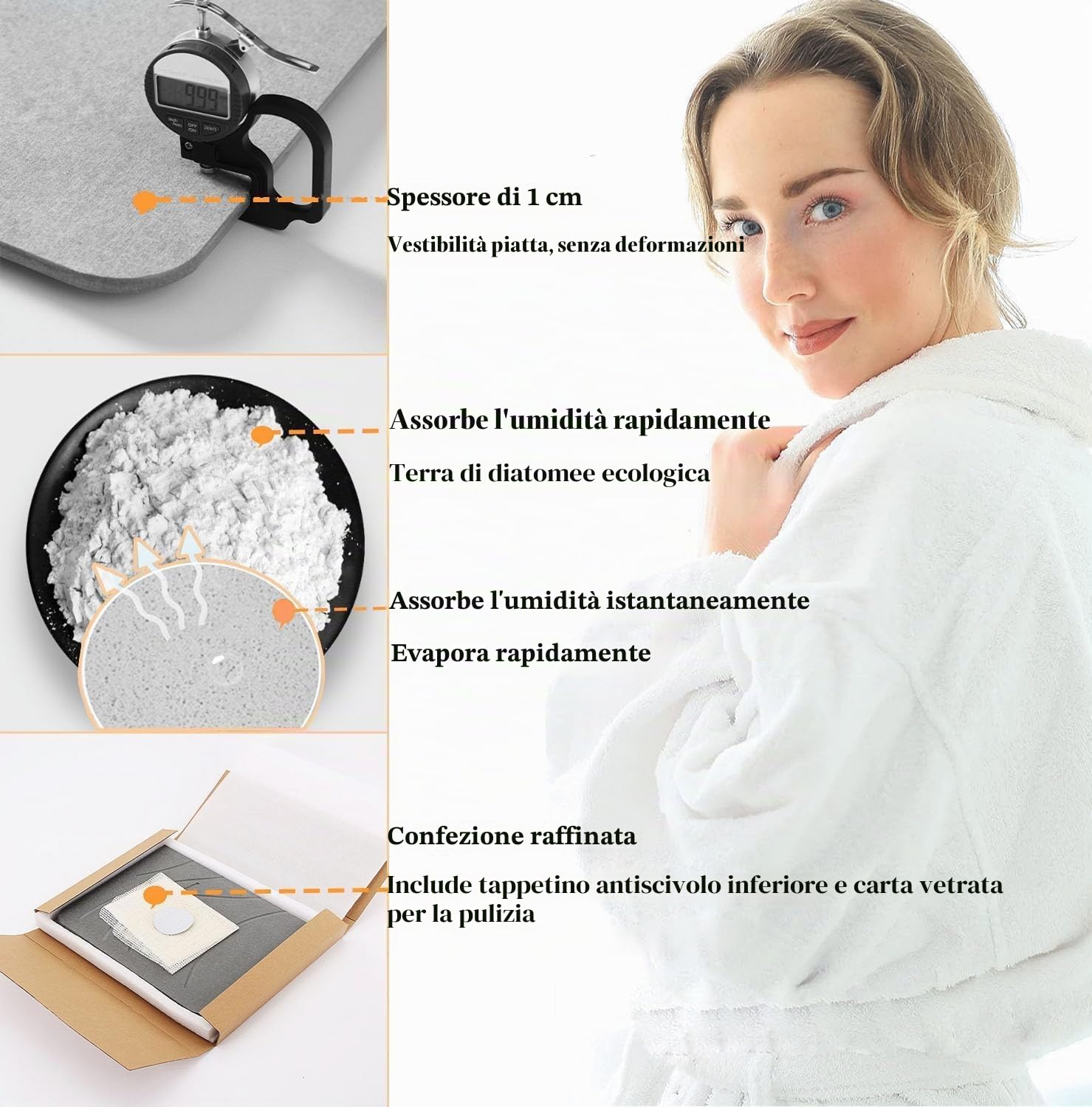 Tappetino da Bagno in Pietra – Set di 2 Pezzi Tappetino Doccia Super Assorbente in Terra di Diatomee, Tappetino da Vasca Antiscivolo ad Asciugatura Rapida (Grigio Scuro*2)