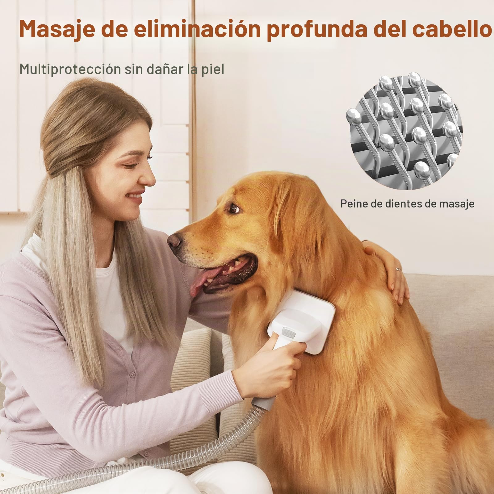 Cepillo para perros Afloia, cepillo para gatos, innovador kit de aseo para mascotas, con adaptador y tubos flexibles de 1 a 1,5'' | Cepillo para mascotas universal con tubo flexible y adaptador, perfecto para eliminar el pelo de perros y gatos.