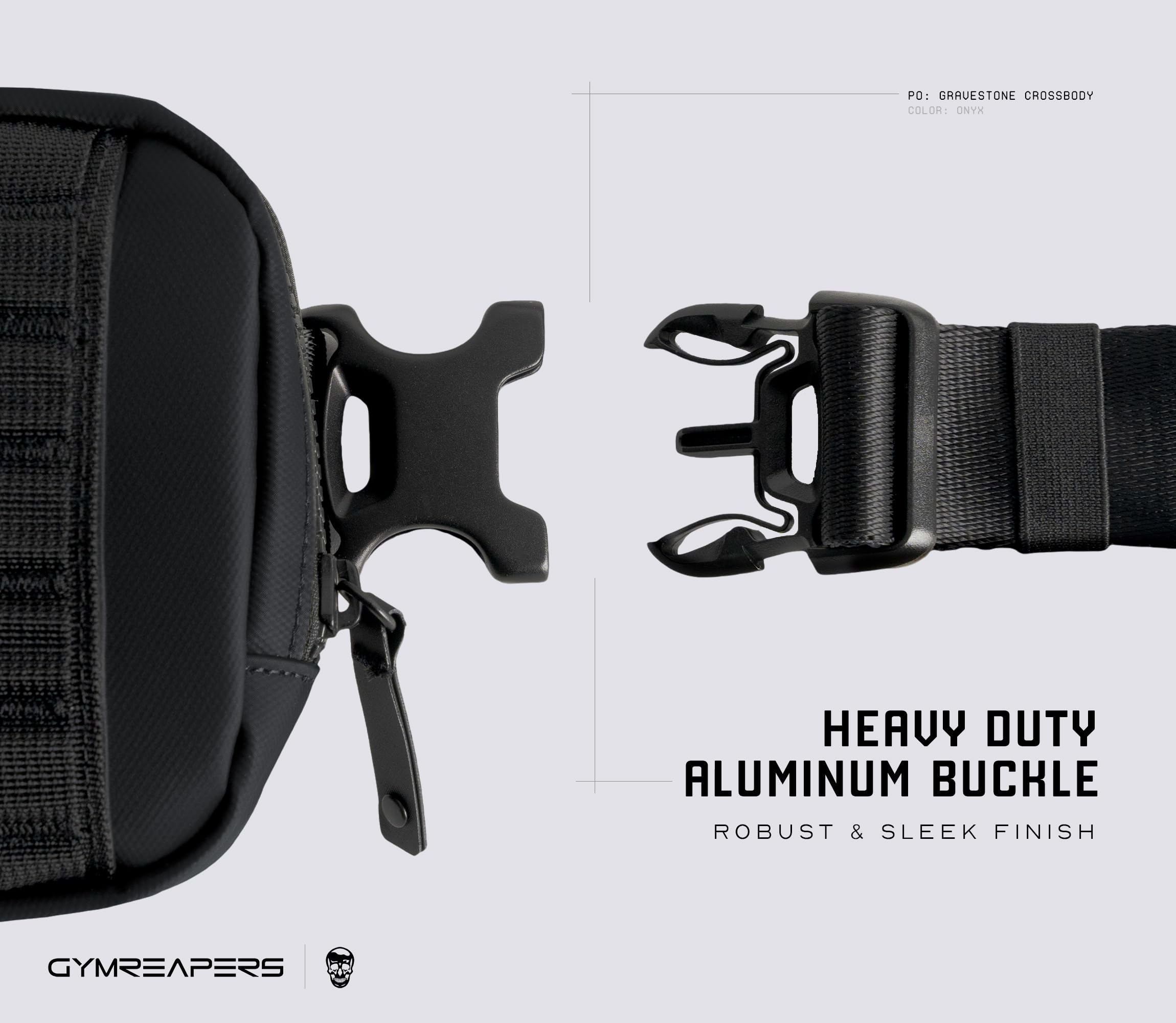 Gymreapers Nagrobek torba podróżna crossbody, z regulowanym paskiem, wodoodporna, nerka, torba na ramię, do podróży, biegania i noszenia na co dzień, dla mężczyzn i kobiet, Onyx, Torebka crossbody